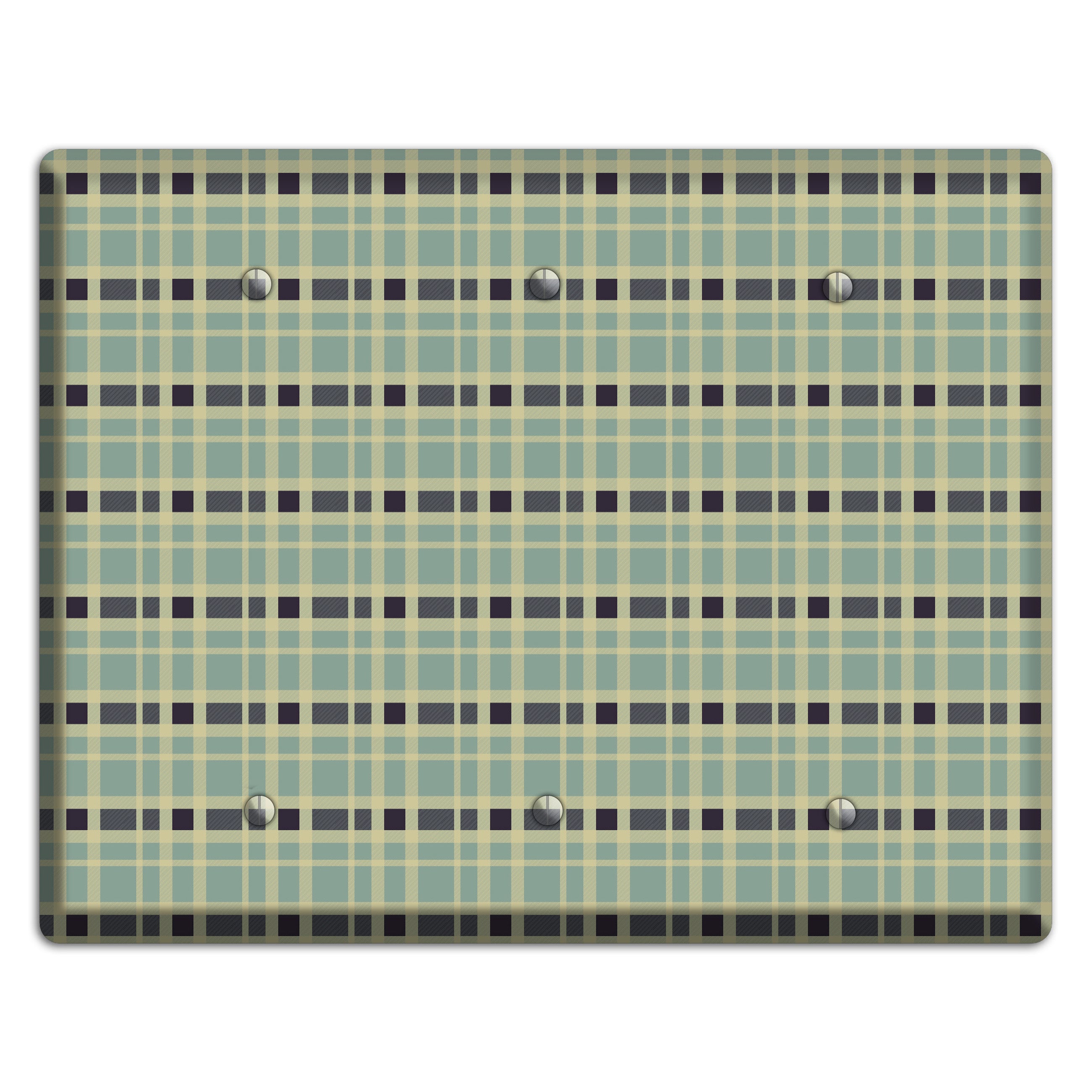 Sage and Black Plaid 3 Blank Wallplate