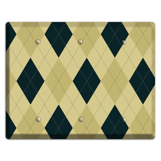 Beige and Yellow Argyle 3 Blank Wallplate