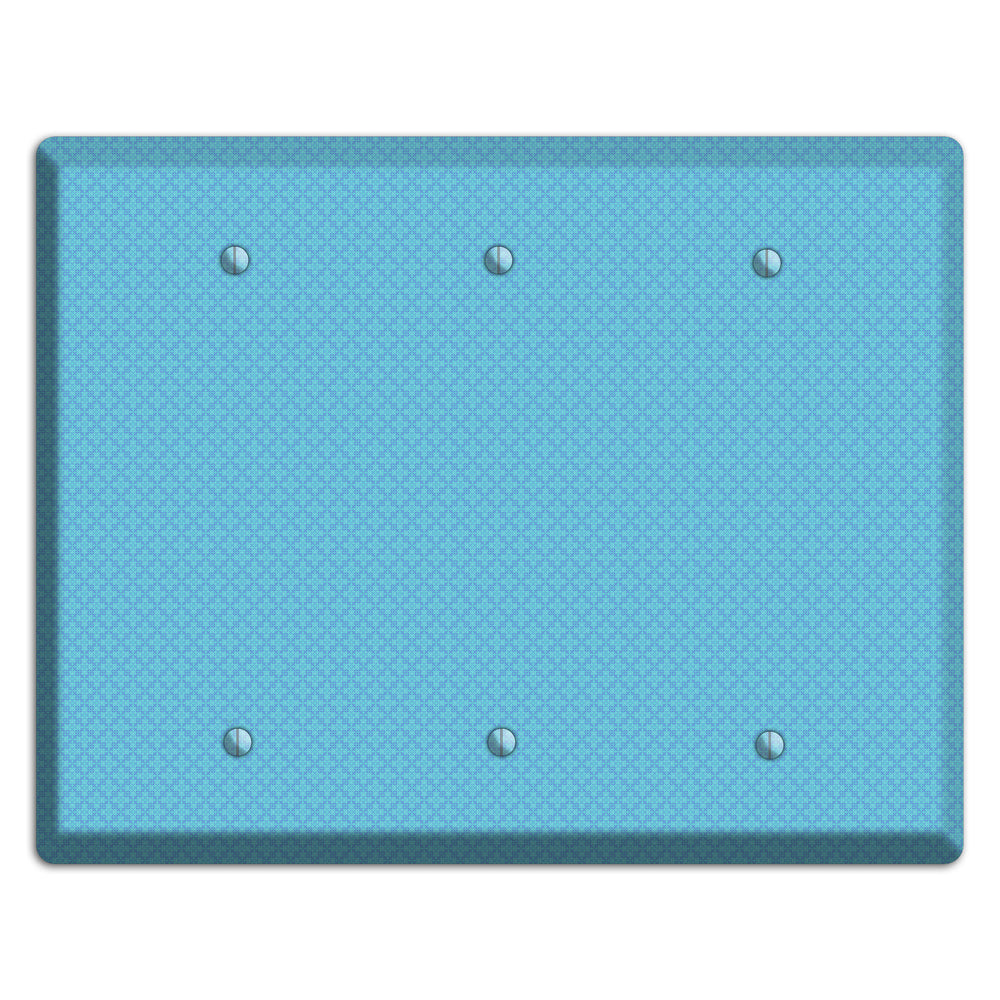 Turquoise Checkered Quatrefoil 3 Blank Wallplate