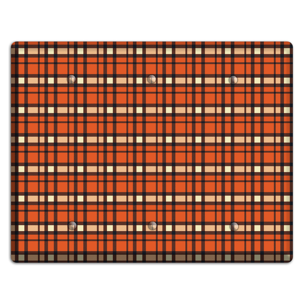 Orange Plaid 3 Blank Wallplate