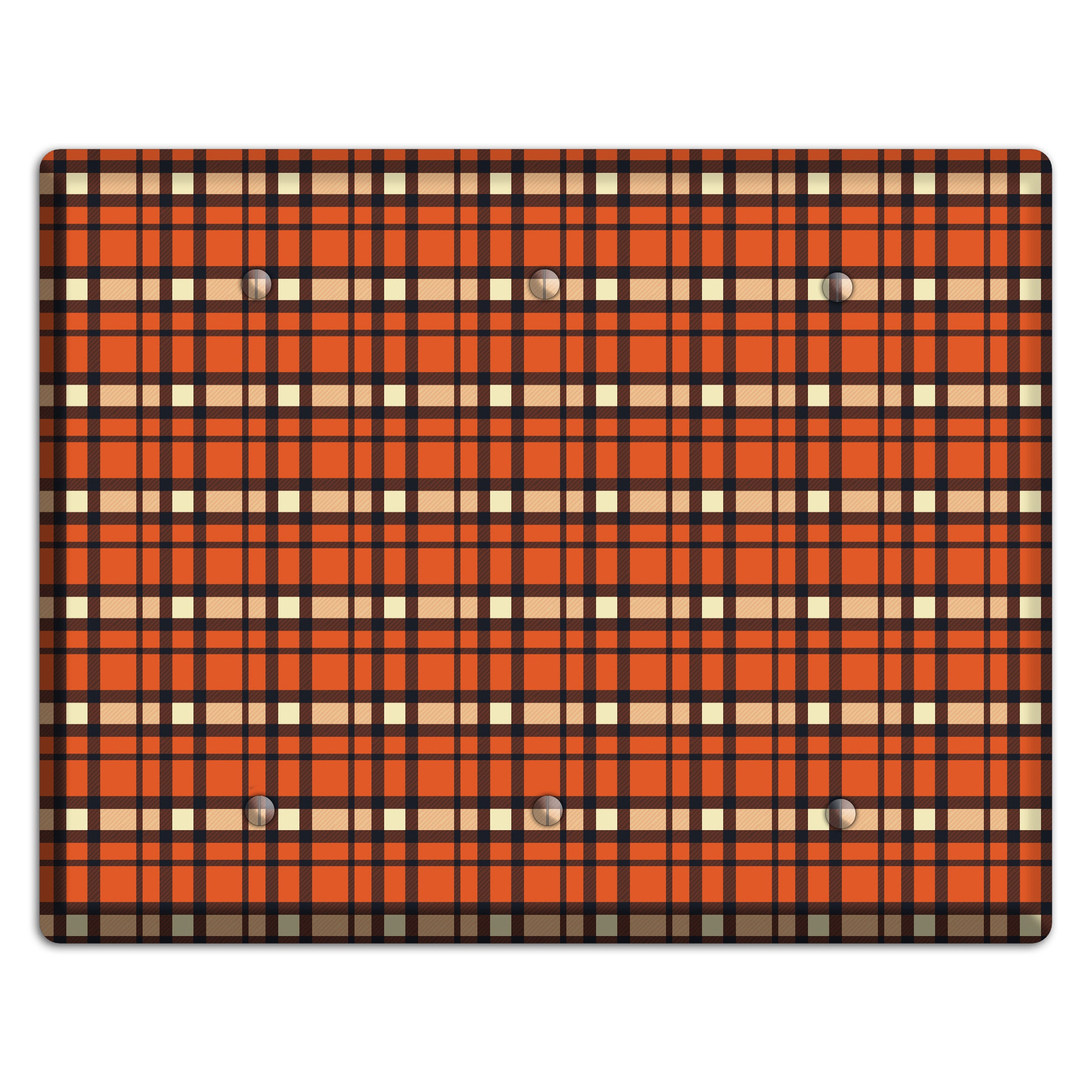 Orange Plaid 3 Blank Wallplate