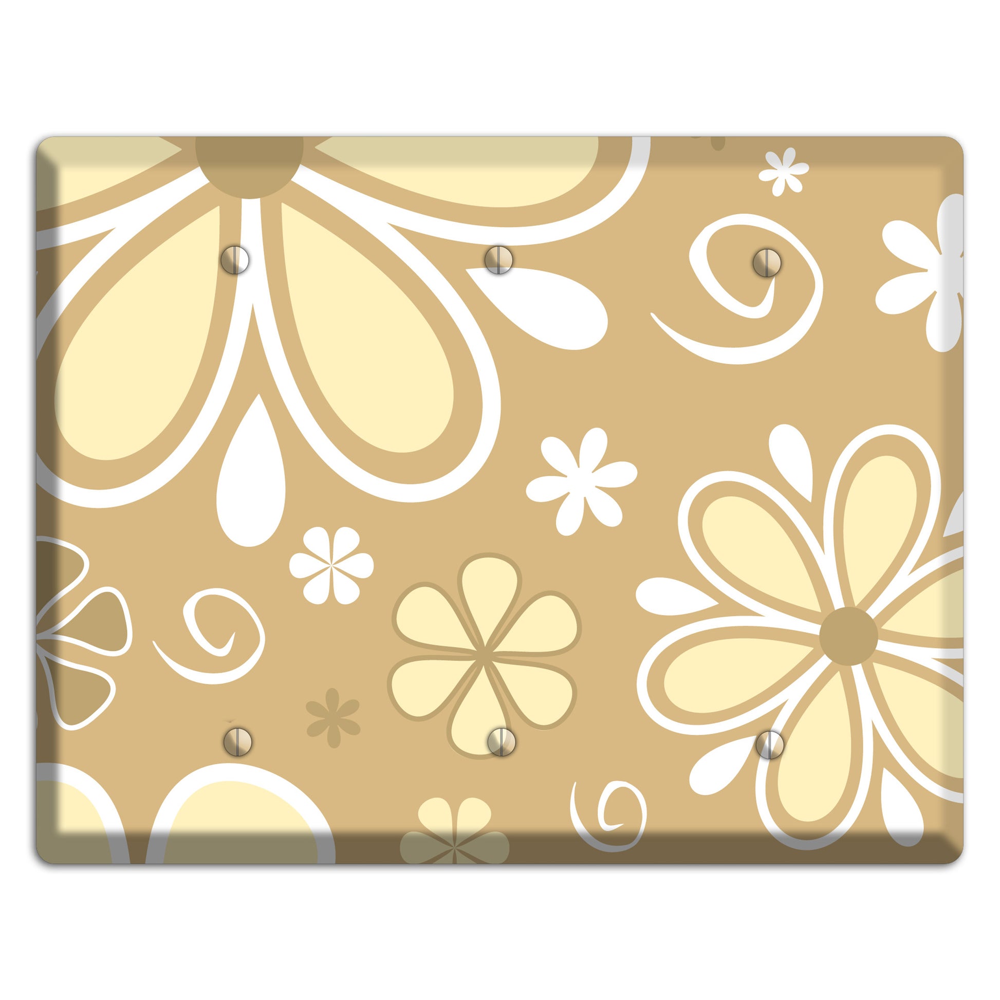 Beige Retro Flowers 3 Blank Wallplate