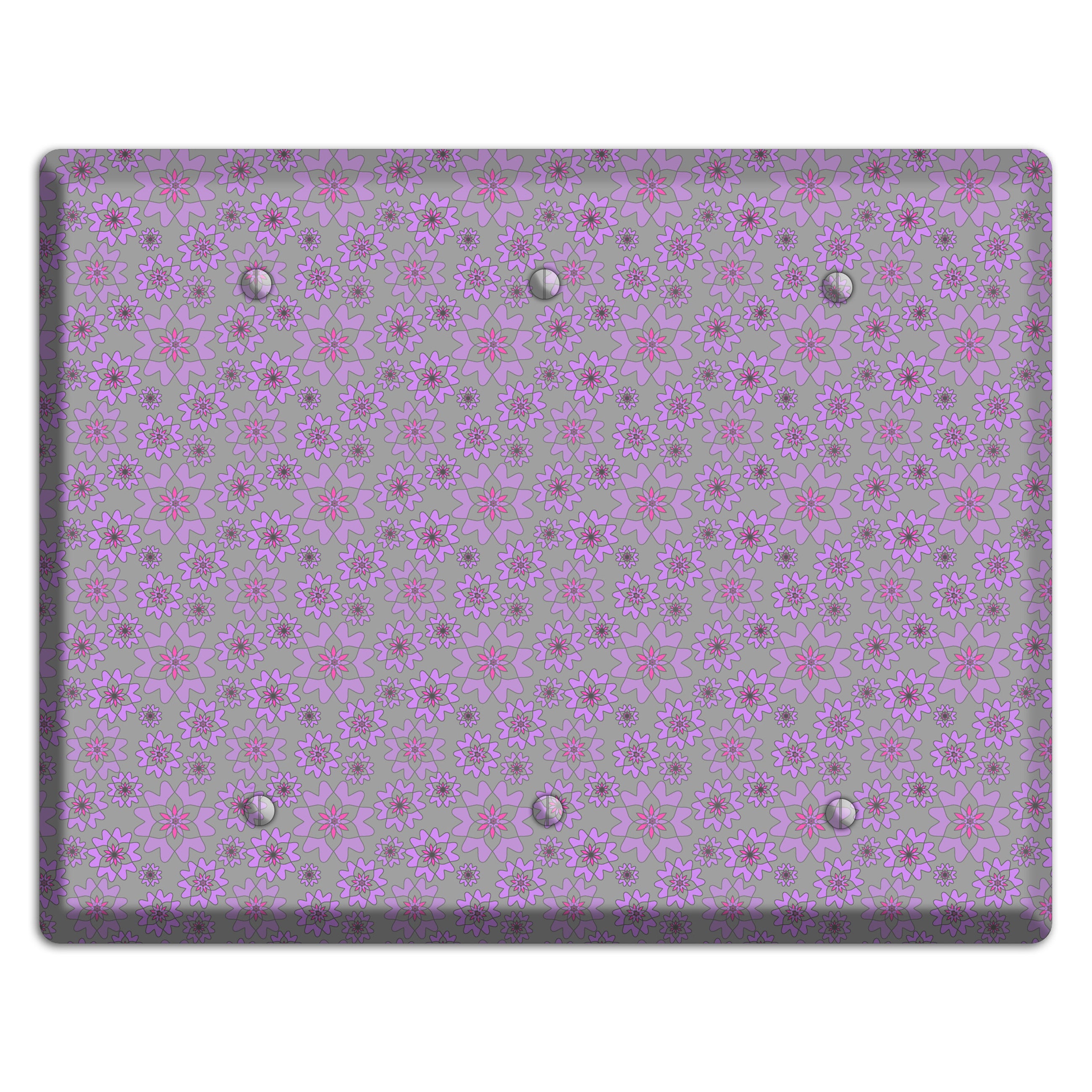 Grey with Tiny Purple Retro Suzani 3 Blank Wallplate