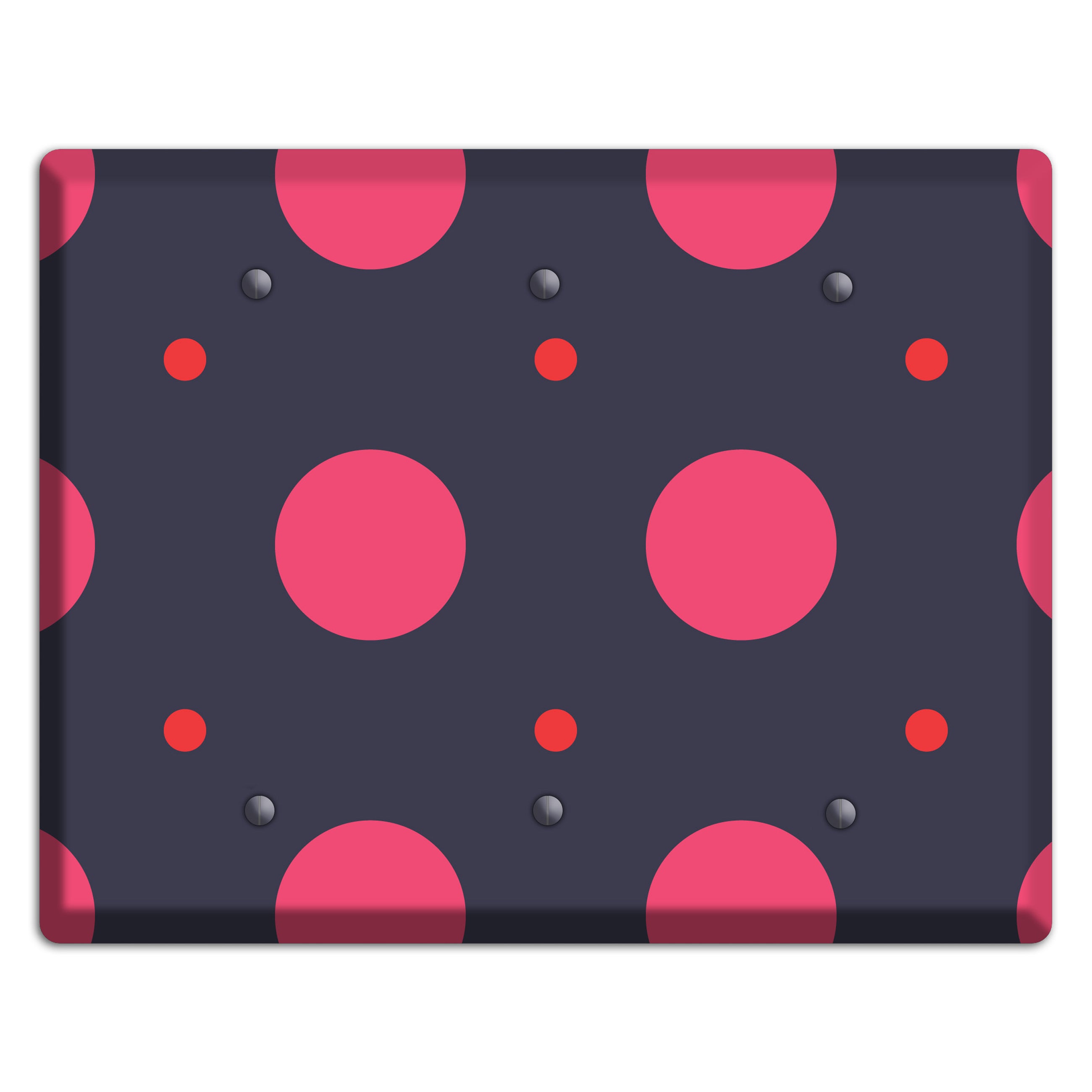 Dark Grey with Fuschia Multi Tiled Medium Dots 3 Blank Wallplate