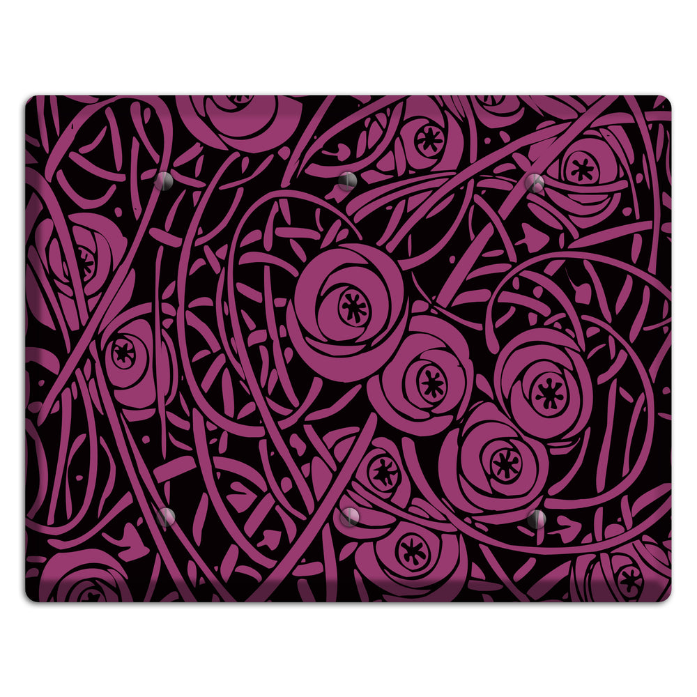Fuschia Deco Floral 3 Blank Wallplate