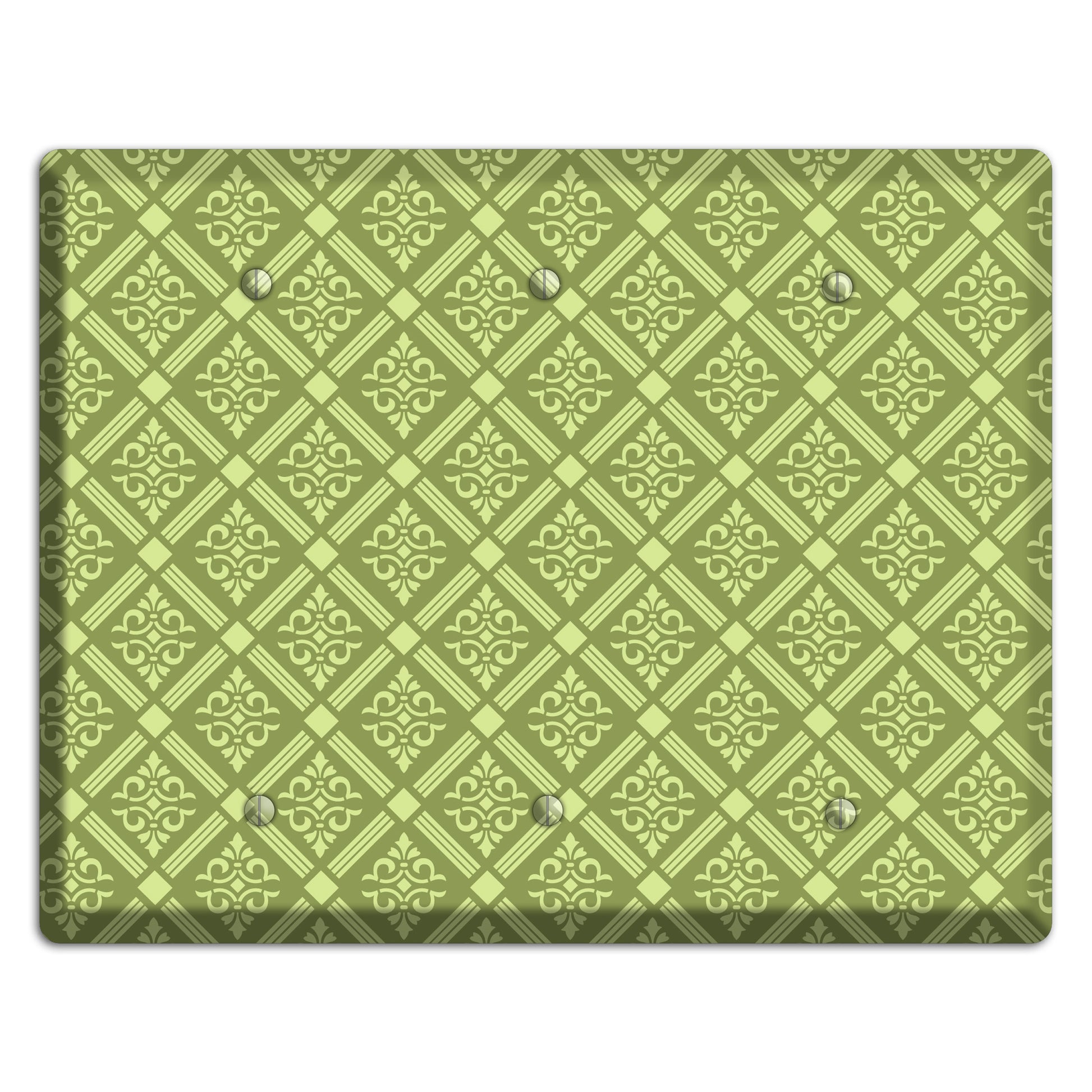 Green Damask diamonds 3 Blank Wallplate