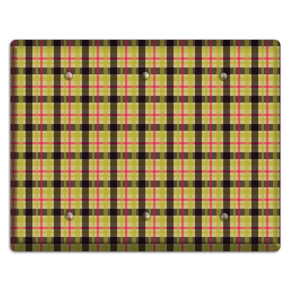 Yellow Black Red Plaid 3 Blank Wallplate