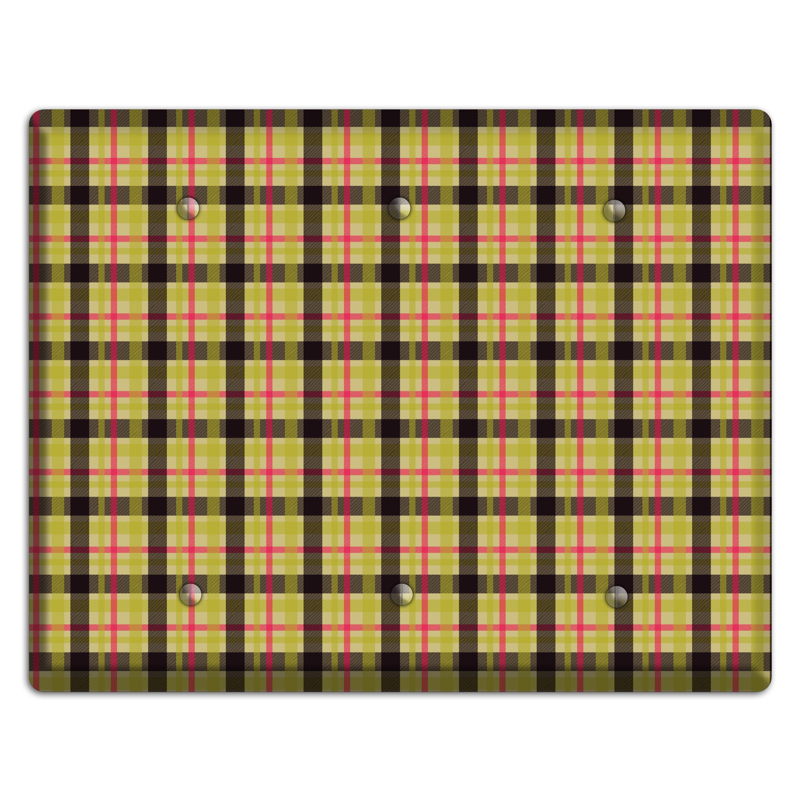 Yellow Black Red Plaid 3 Blank Wallplate