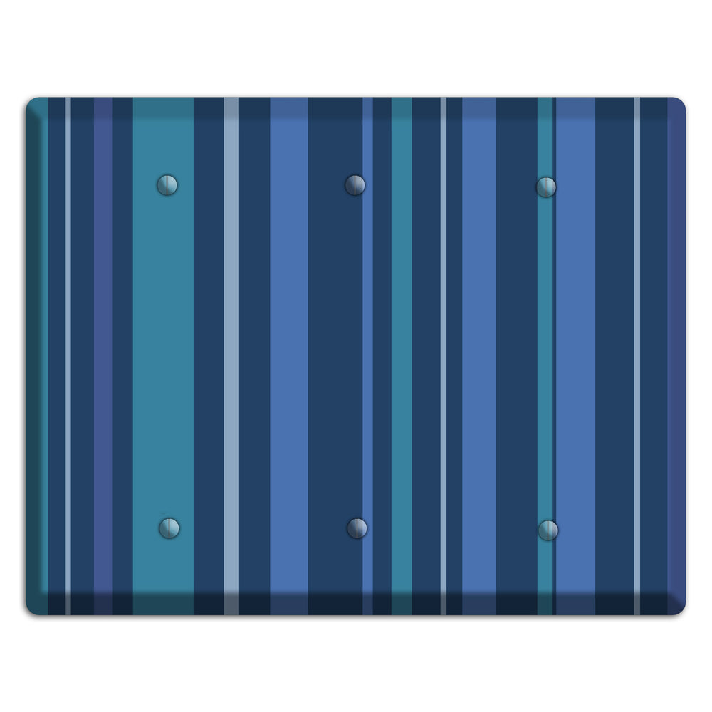 Multi Blue Vertical Stripes 3 Blank Wallplate