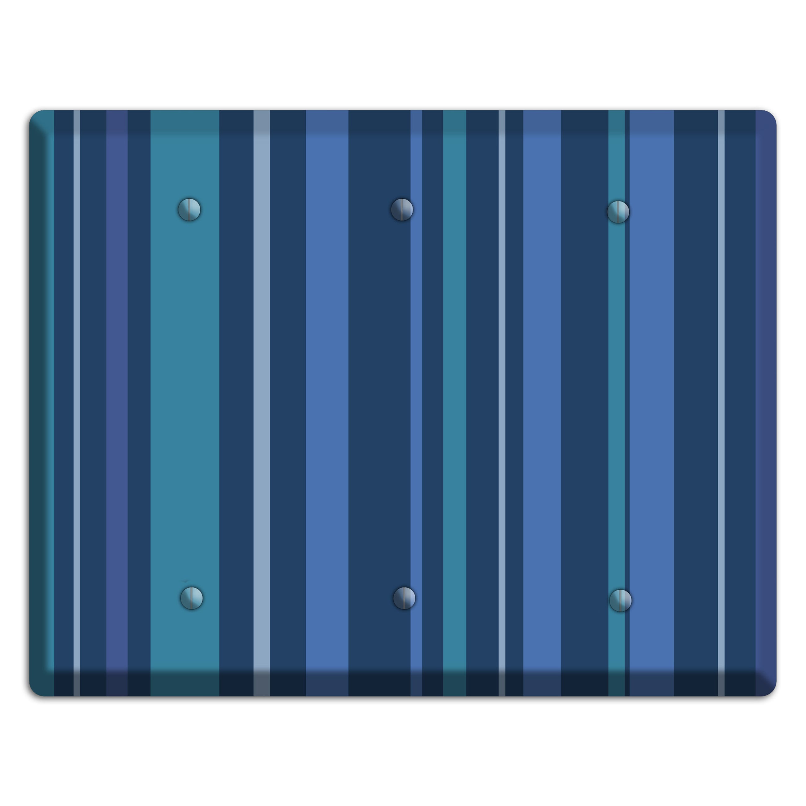 Multi Blue Vertical Stripes 3 Blank Wallplate