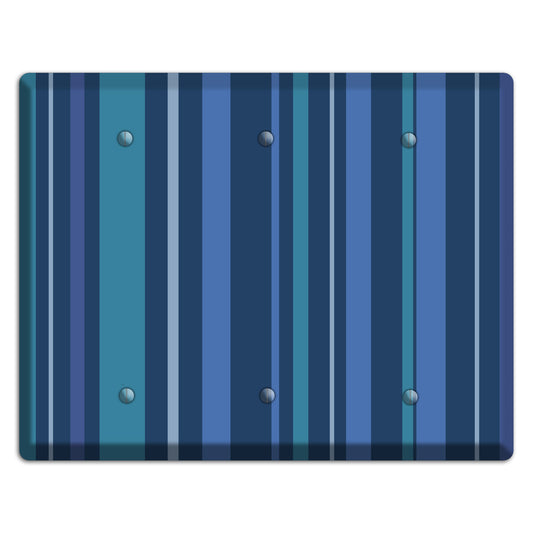 Multi Blue Vertical Stripes 3 Blank Wallplate
