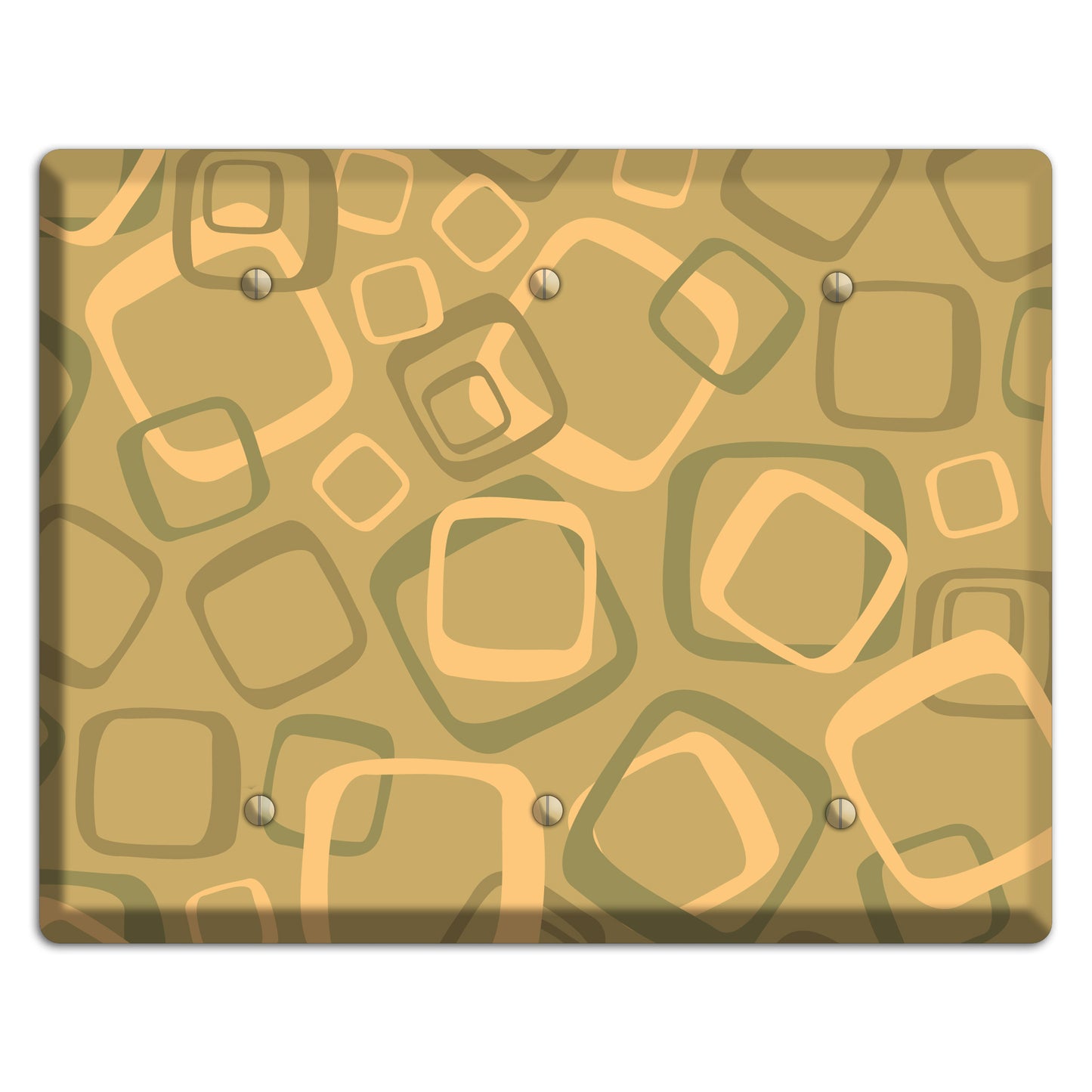 Multi Olive Random Retro Squares 3 Blank Wallplate