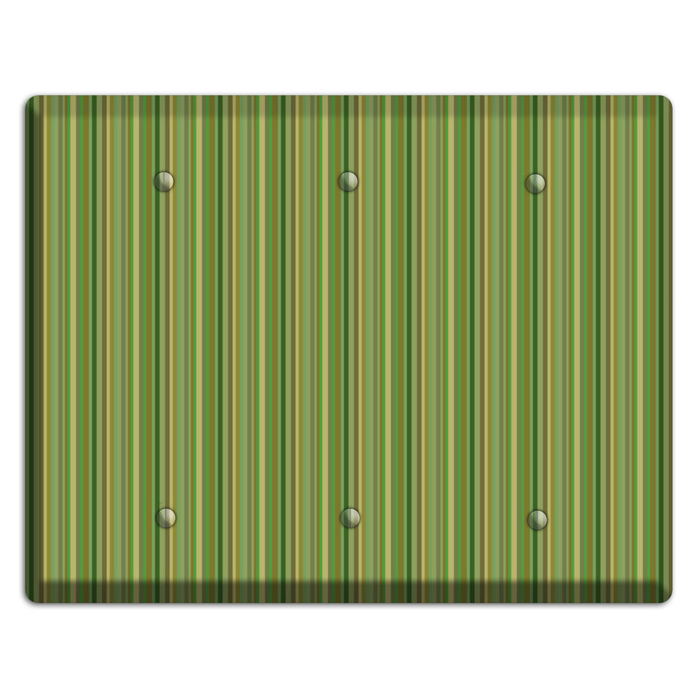 Multi Green Vertical Stripes 3 Blank Wallplate