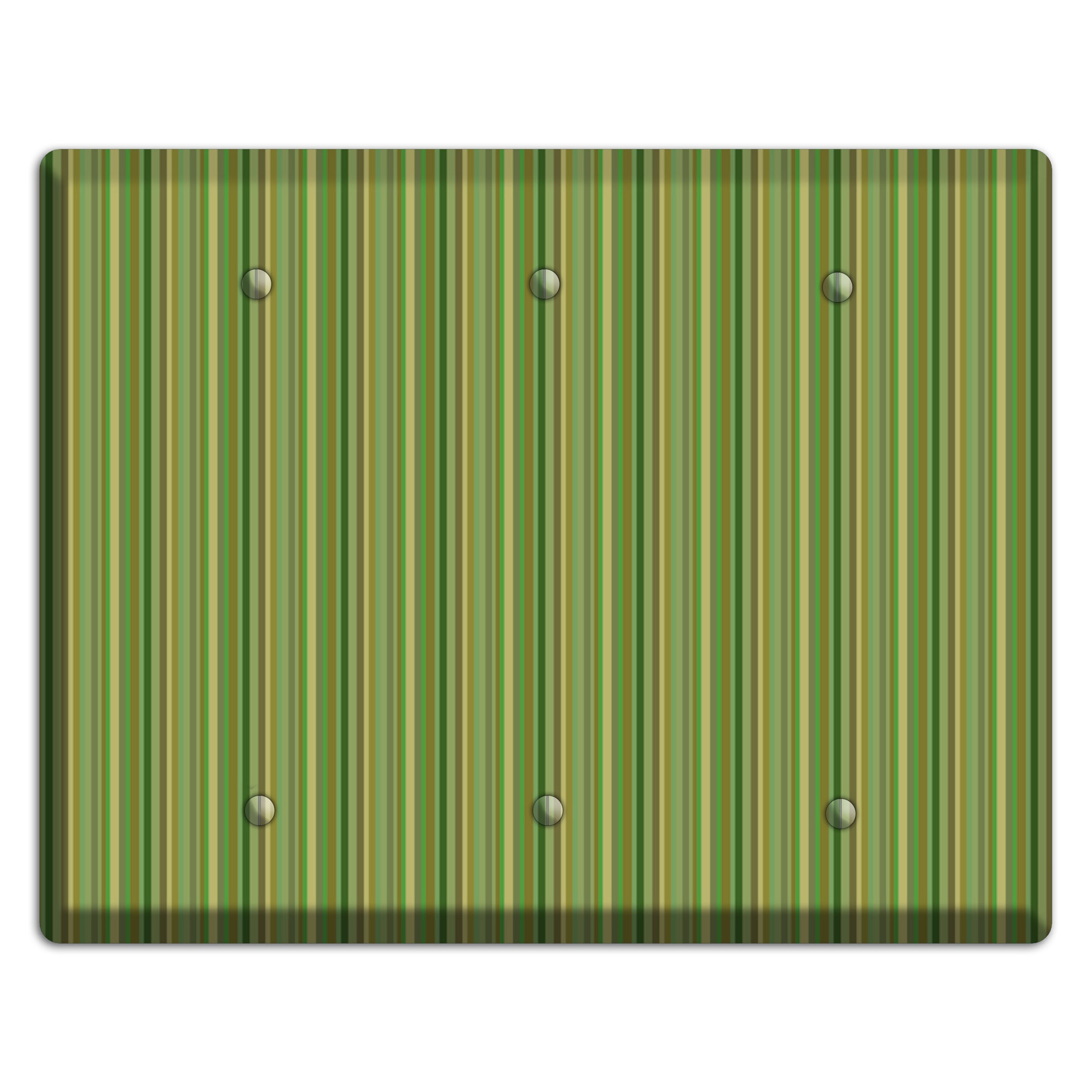 Multi Green Vertical Stripes 3 Blank Wallplate