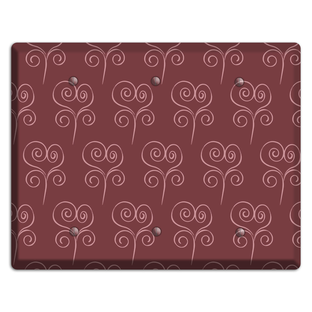 Maroon Scroll Heart 3 Blank Wallplate