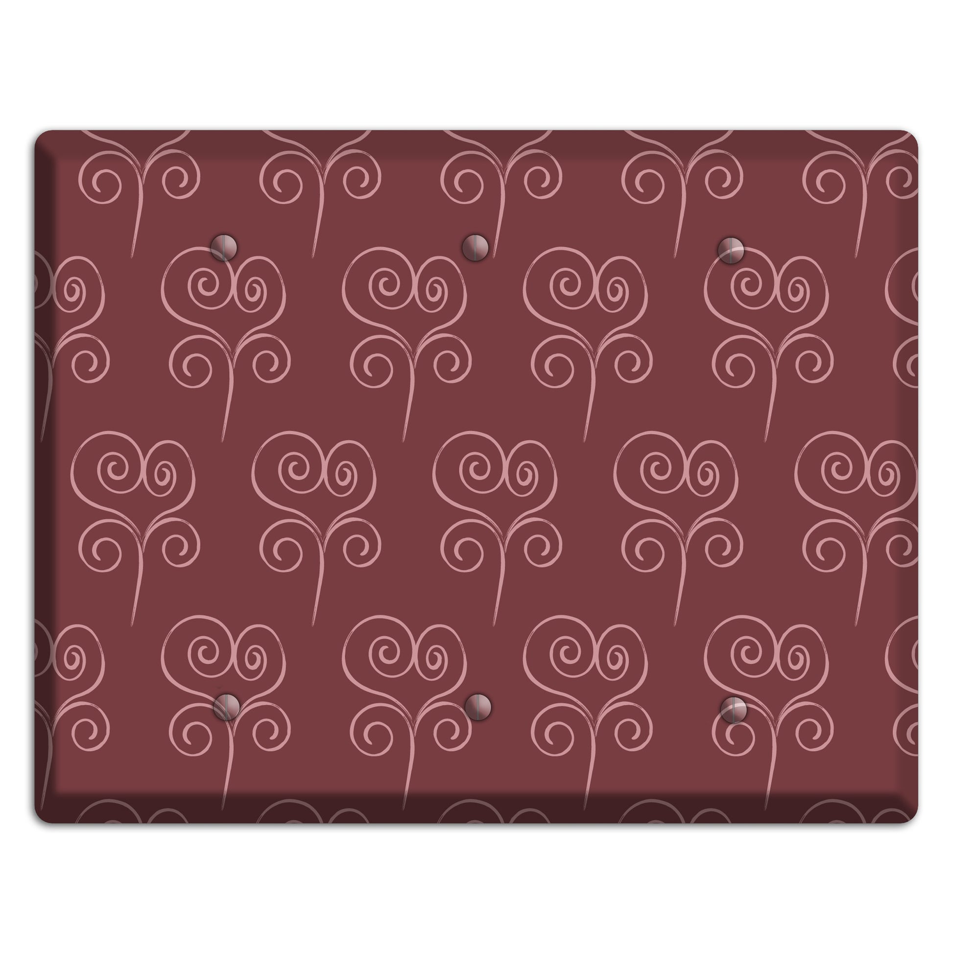 Maroon Scroll Heart 3 Blank Wallplate