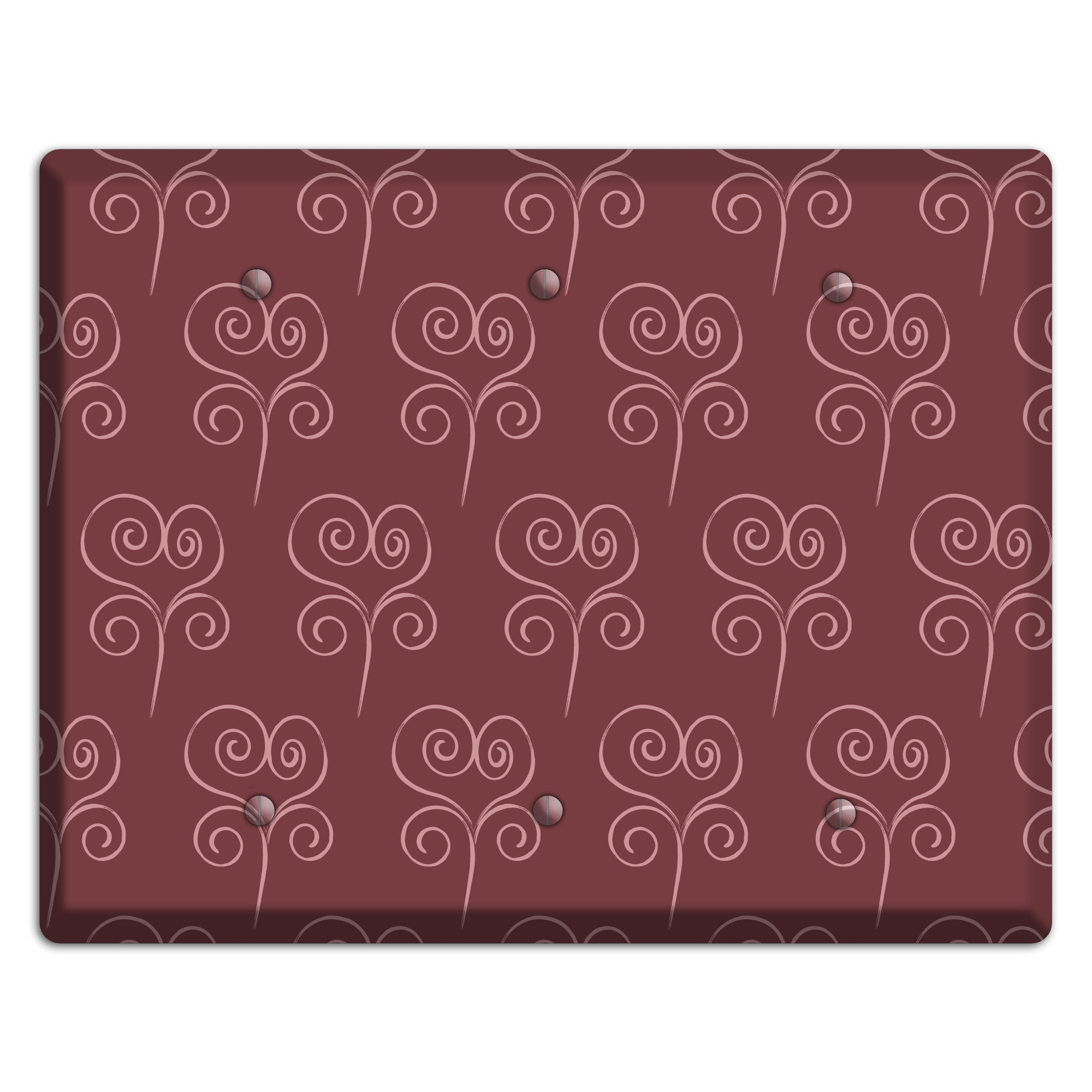 Maroon Scroll Heart 3 Blank Wallplate