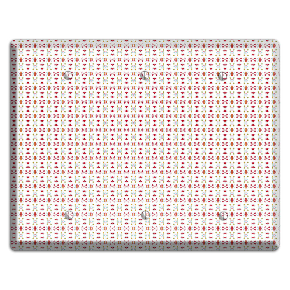 White Red Blue Olive Retro 3 Blank Wallplate