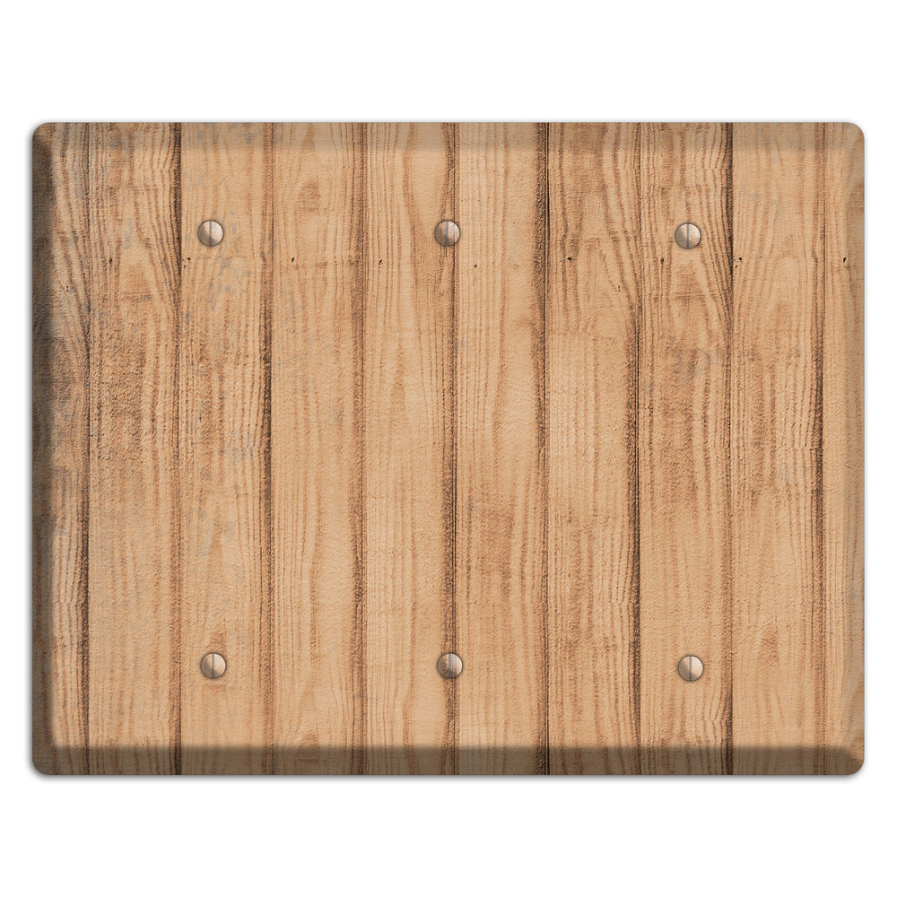 Tan Weathered Wood 3 Blank Wallplate