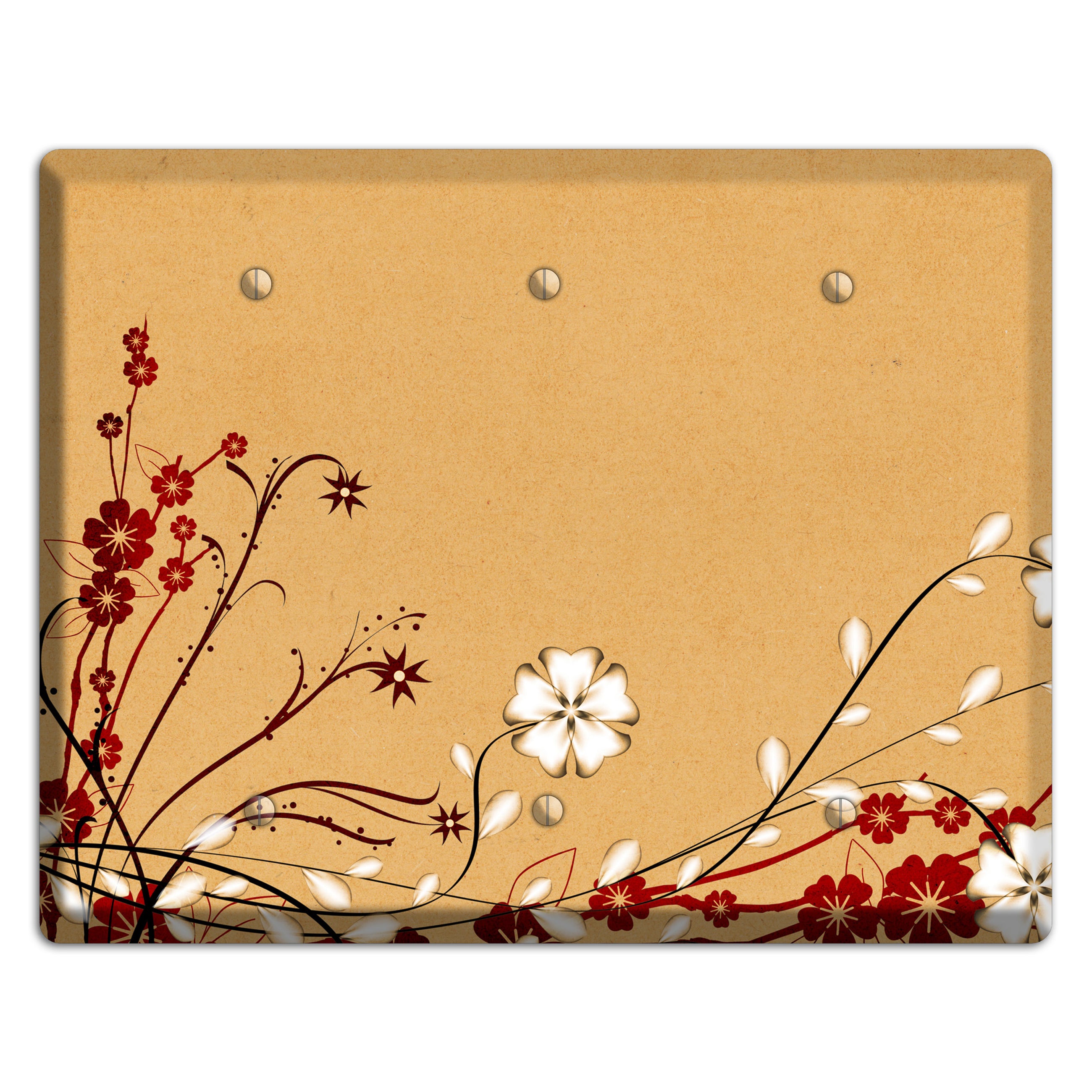 Delicate Red Flowers 3 Blank Wallplate