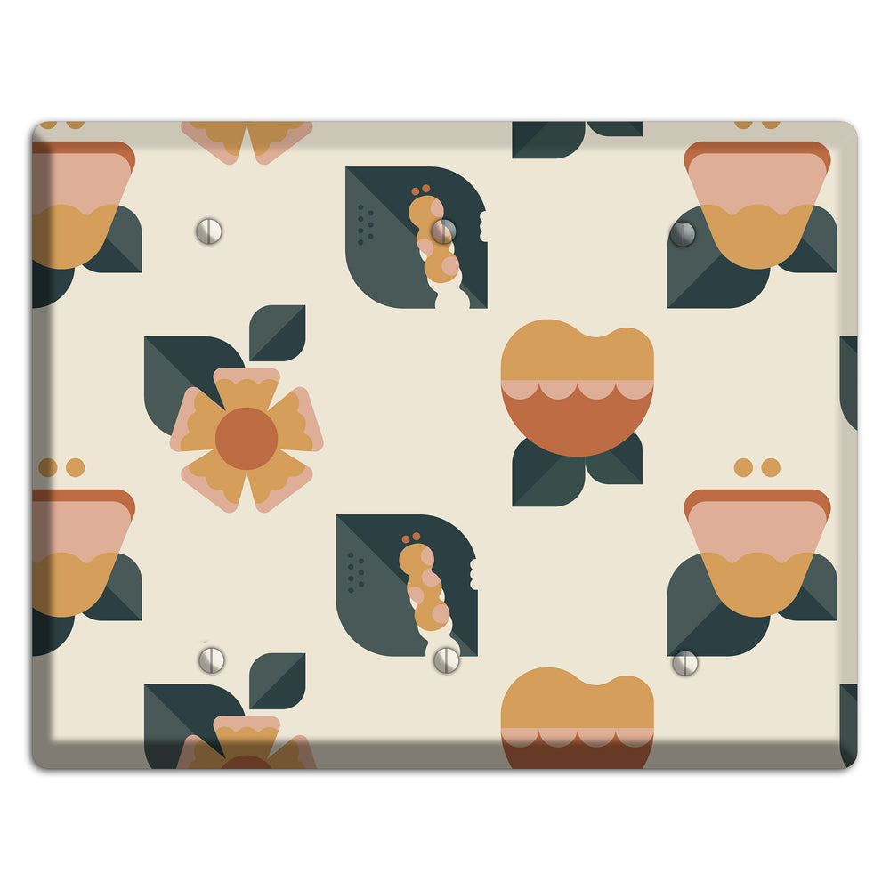Retro Floral Caterpillar 3 Blank Wallplate