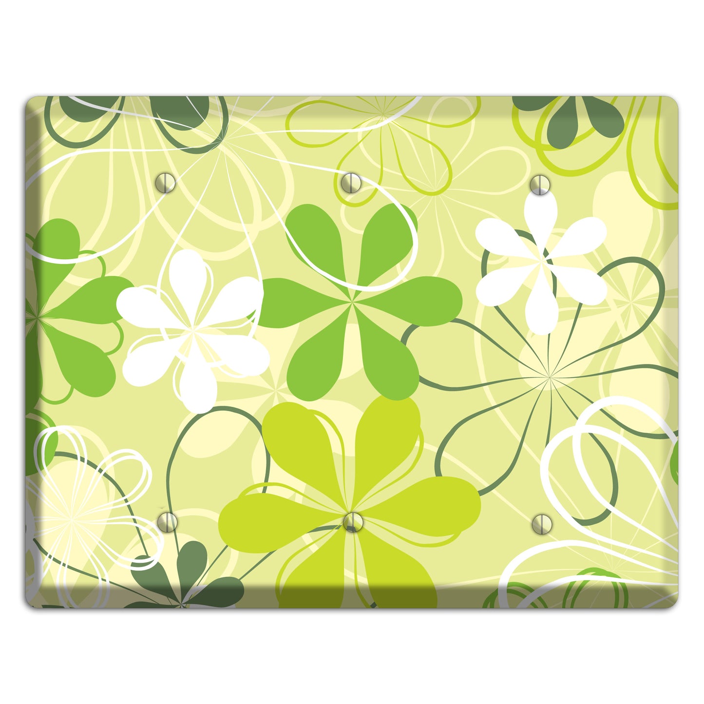 Green Retro Flowers 3 Blank Wallplate