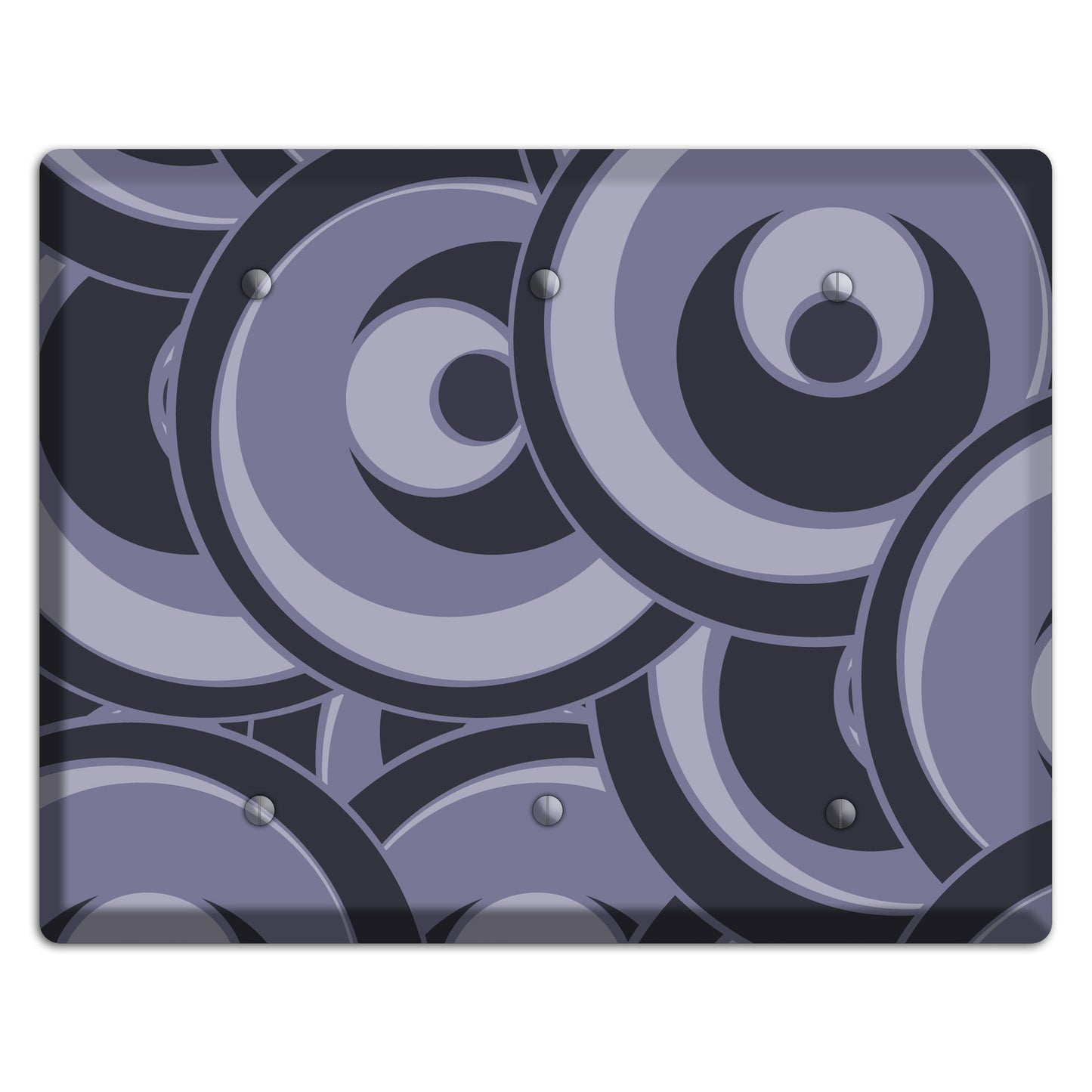 Black and Purple-grey Deco Circles 3 Blank Wallplate