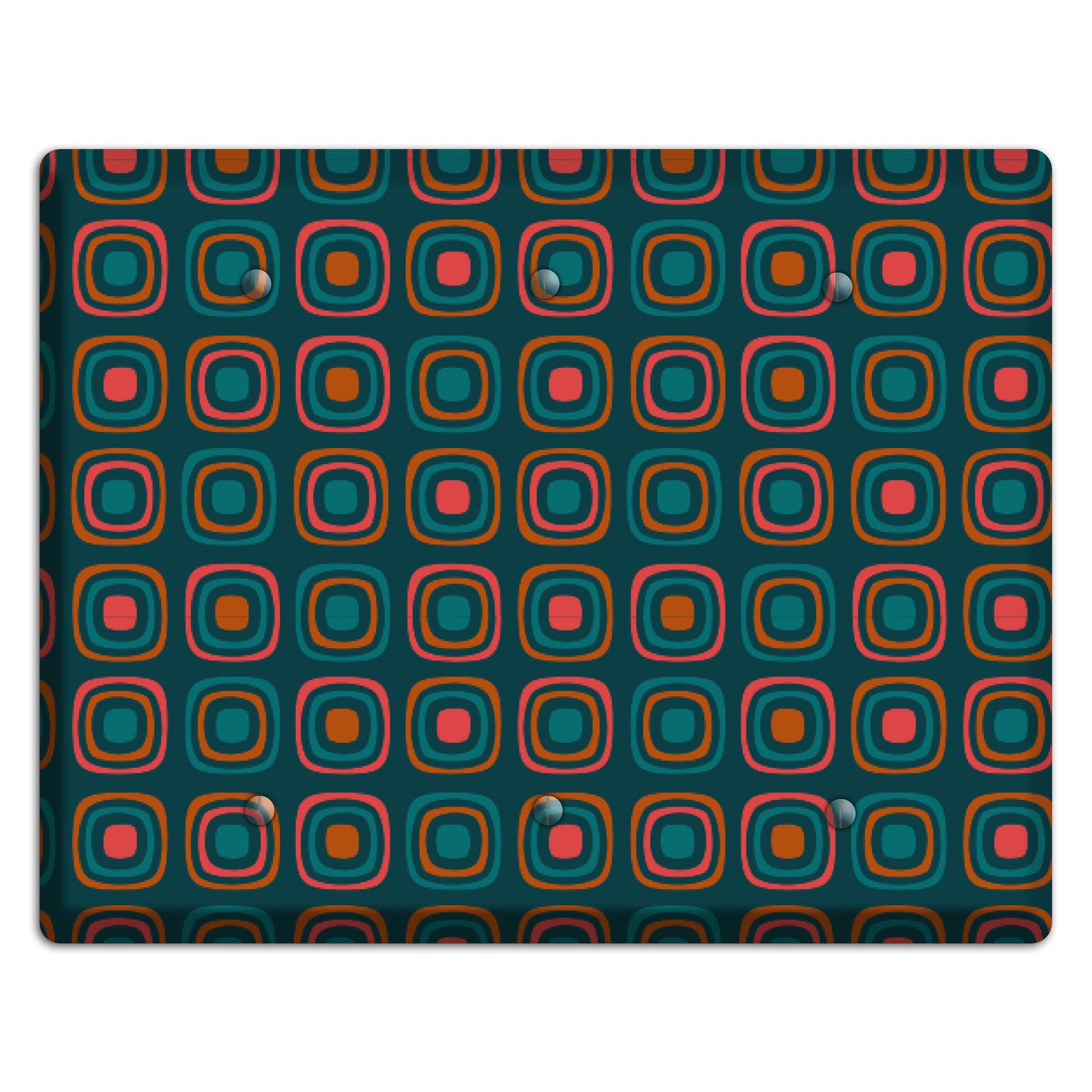 Teal and Pink Rounded Squares 3 Blank Wallplate