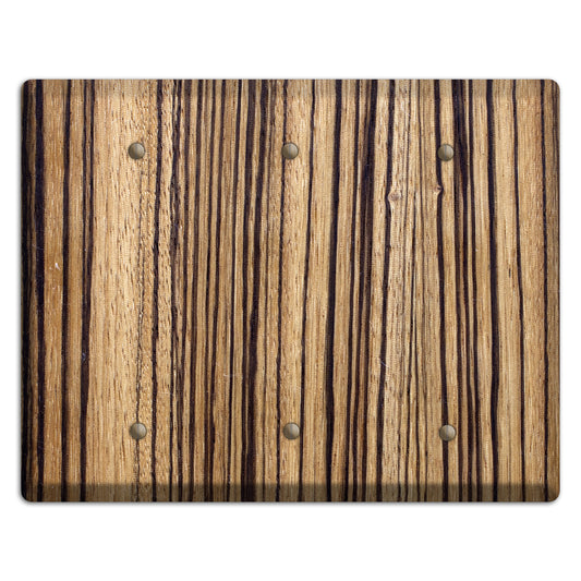 Zebrawood Wood Triple Blank Cover Plate