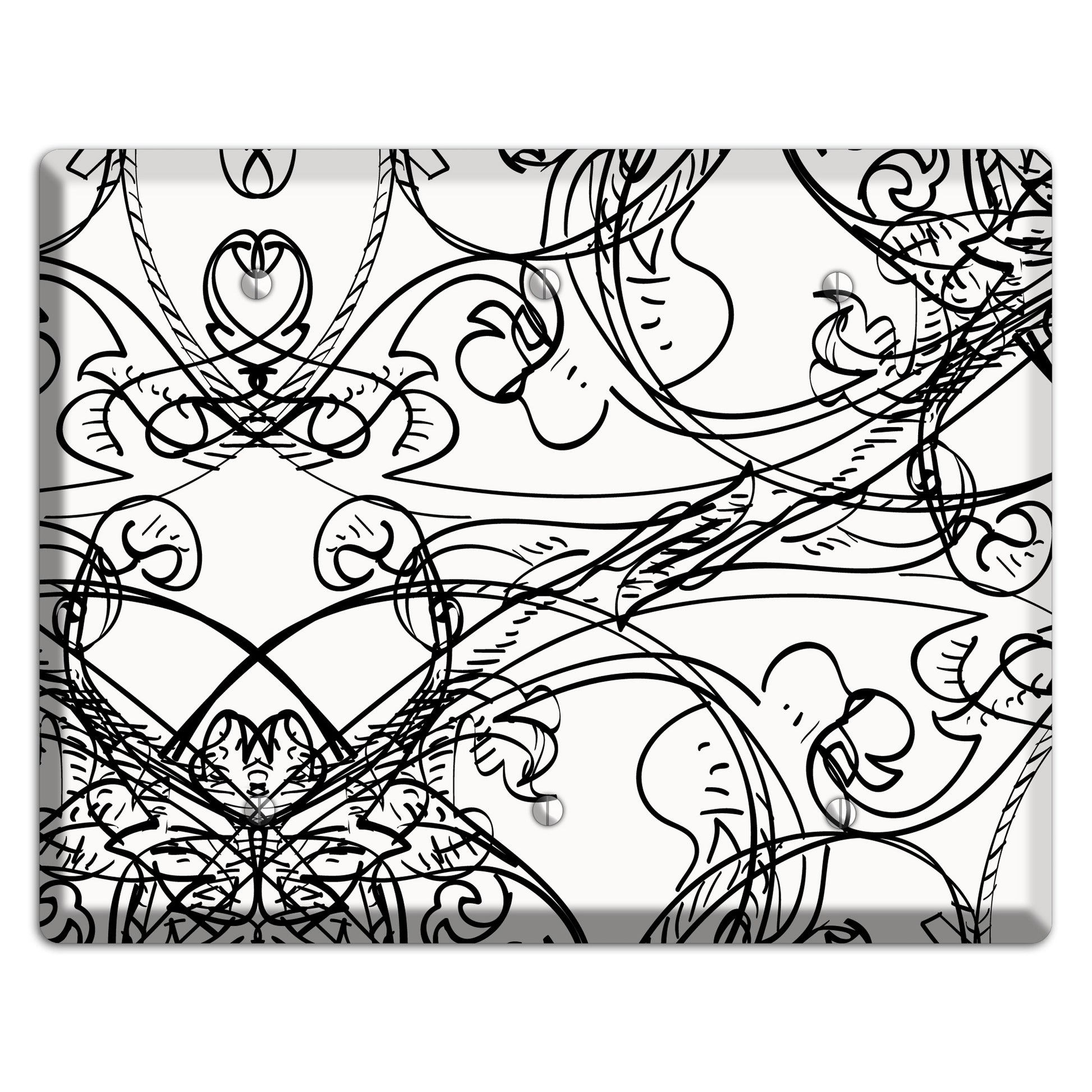 White Deco Sketch 3 Blank Wallplate