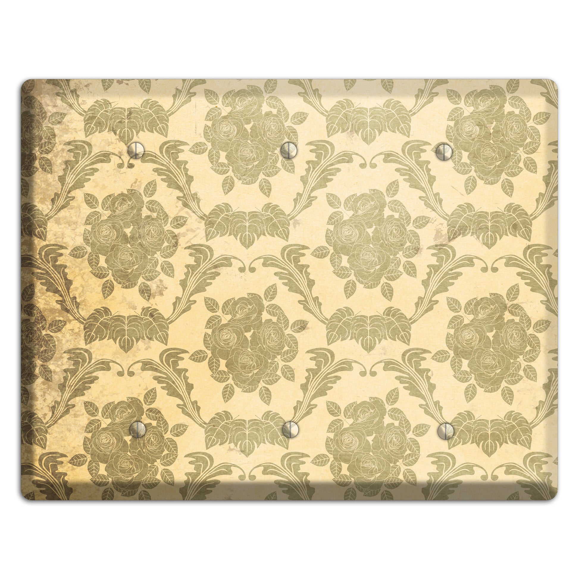 Straw Vintage Rose Damask 3 Blank Wallplate