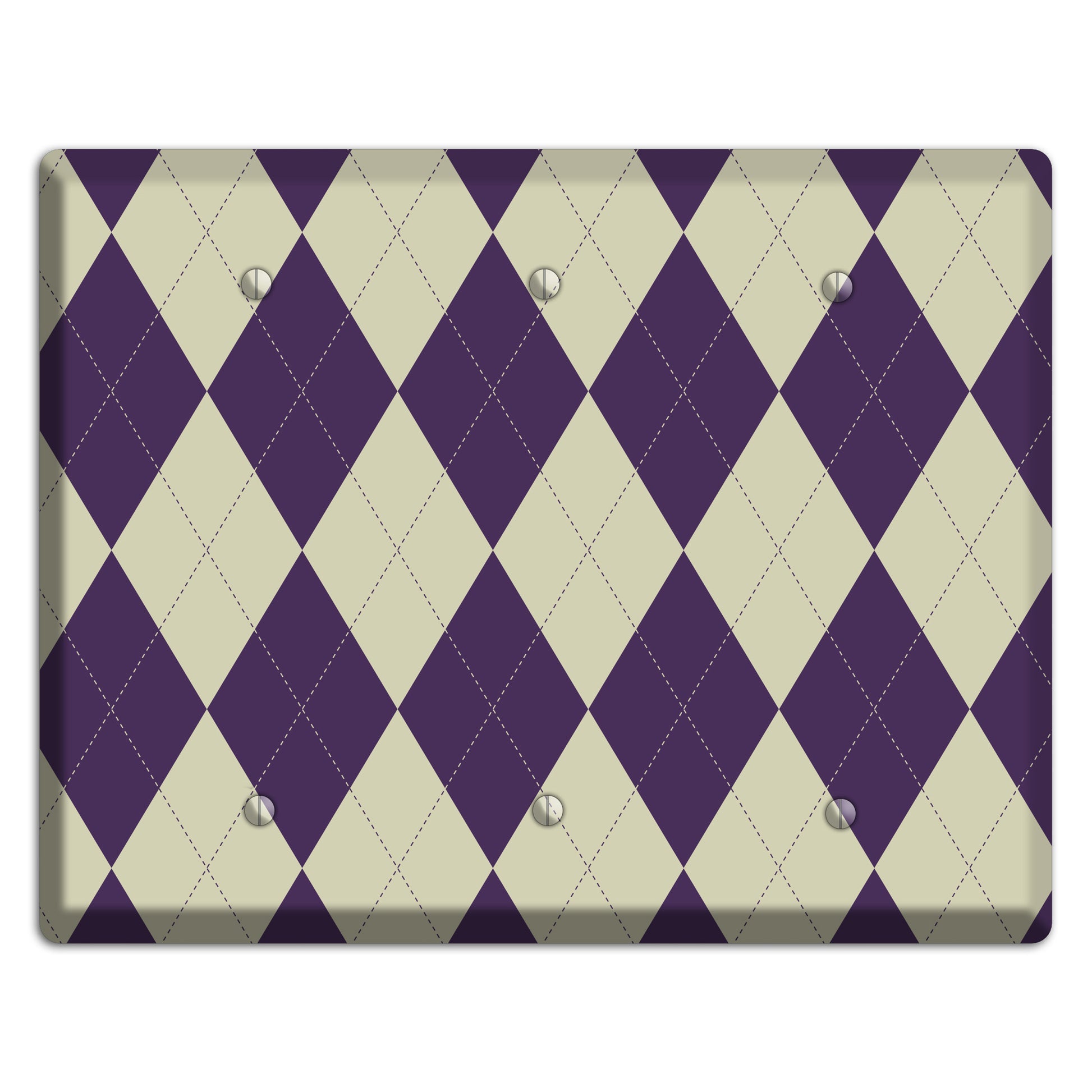 Purple and Tan Argyle 3 Blank Wallplate