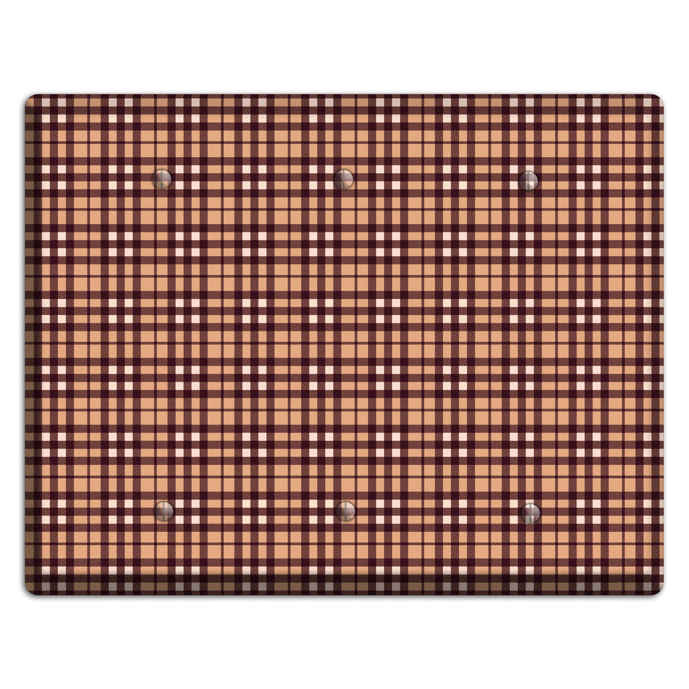 Multi Brown Plaid 3 Blank Wallplate