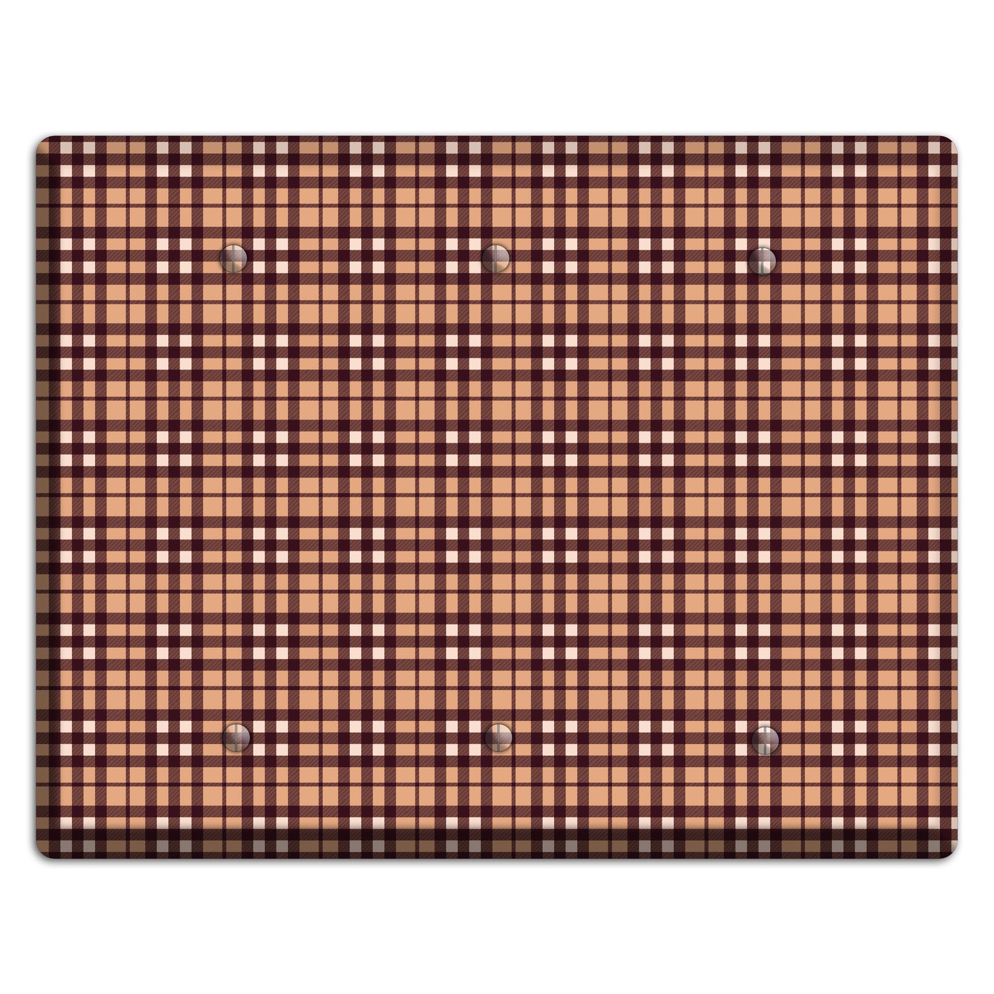 Multi Brown Plaid 3 Blank Wallplate