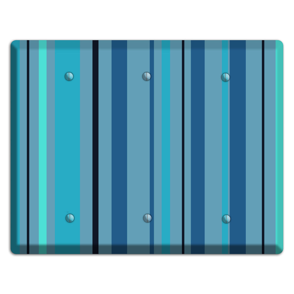 Multi Turquoise Vertical Stripe 3 Blank Wallplate