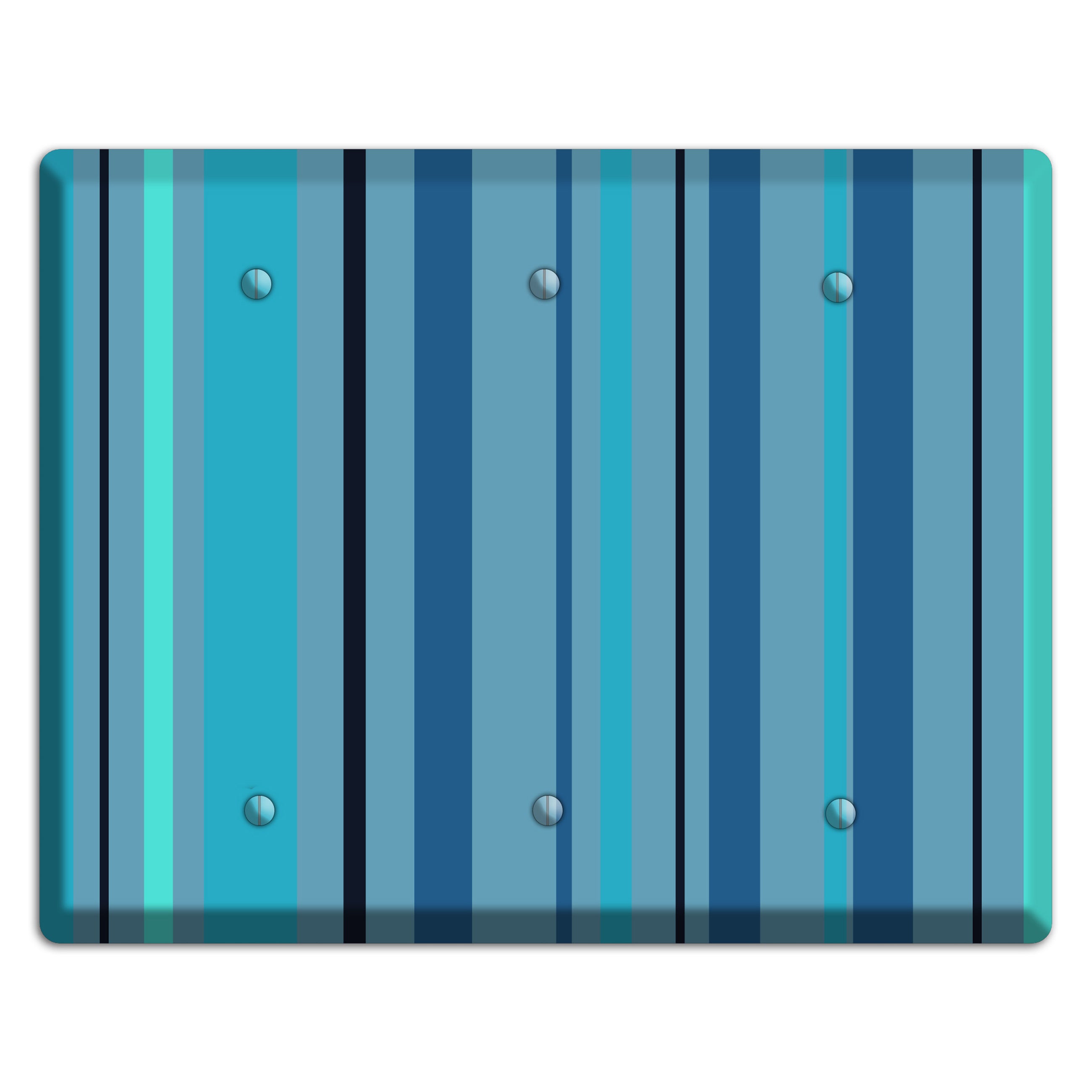 Multi Turquoise Vertical Stripe 3 Blank Wallplate
