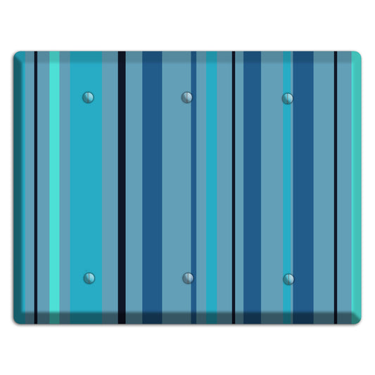 Multi Turquoise Vertical Stripe 3 Blank Wallplate