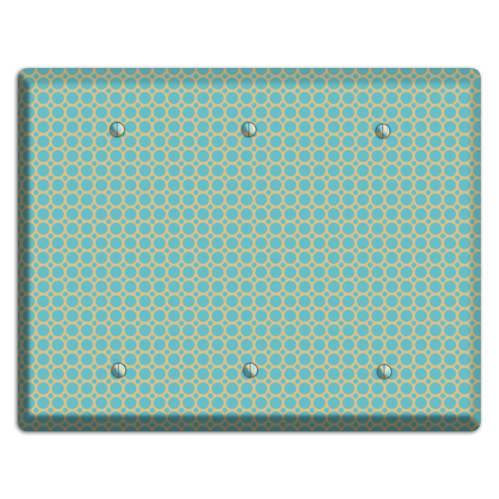 Dusty Blue Tiled Multi Small Dots 3 Blank Wallplate