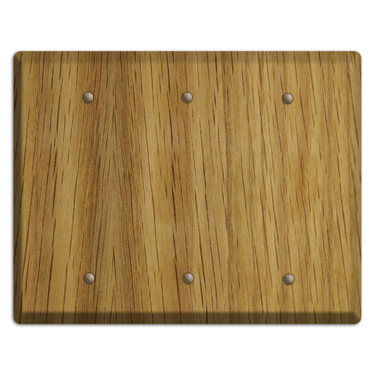 White Oak Wood Triple Blank Cover Plate