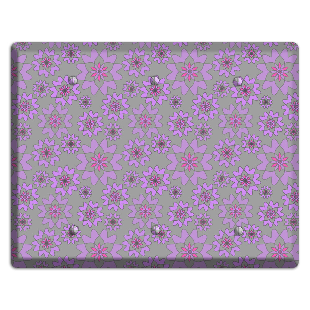 Grey with Purple Retro Suzani 3 Blank Wallplate