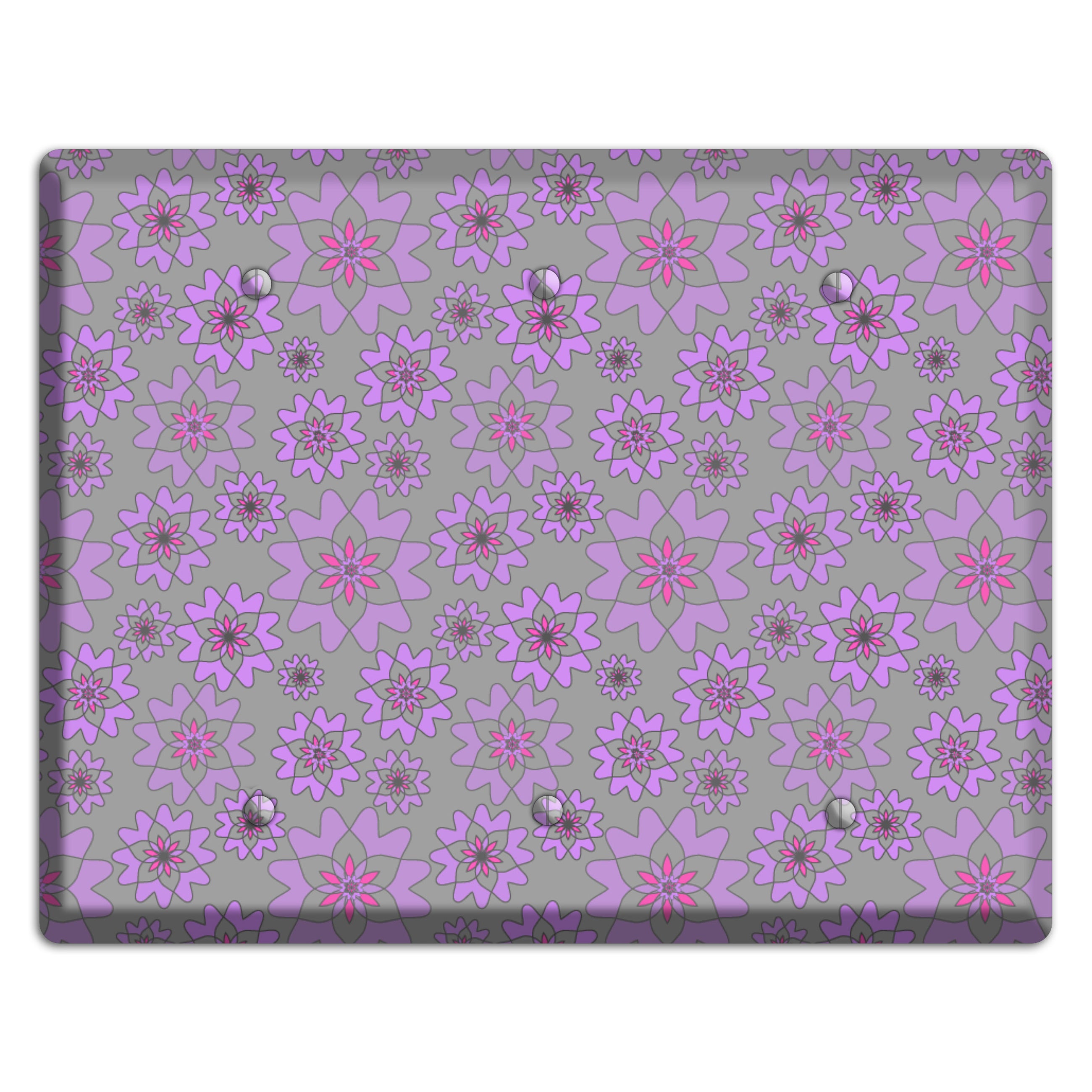 Grey with Purple Retro Suzani 3 Blank Wallplate