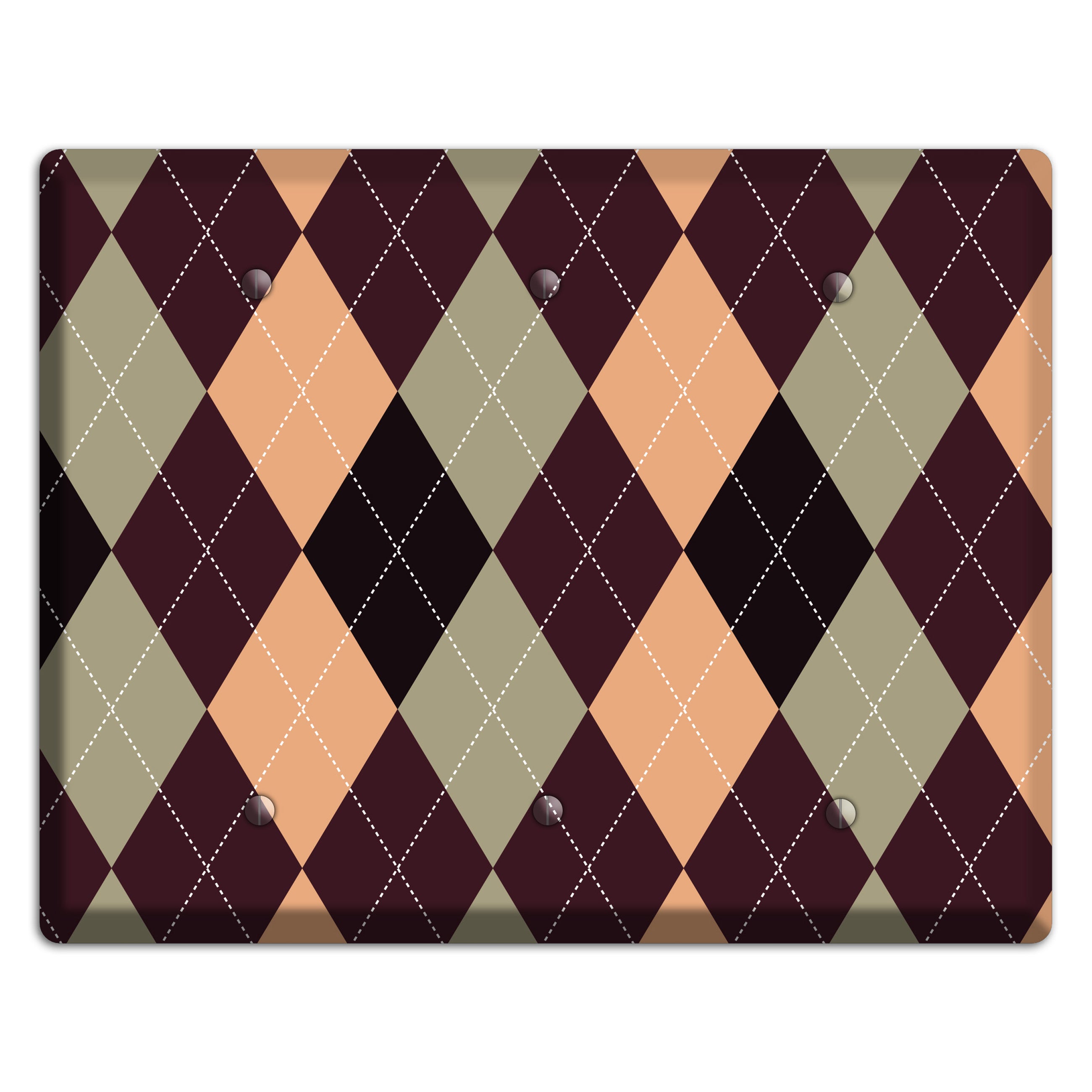 Beige and Brown Argyle 3 Blank Wallplate