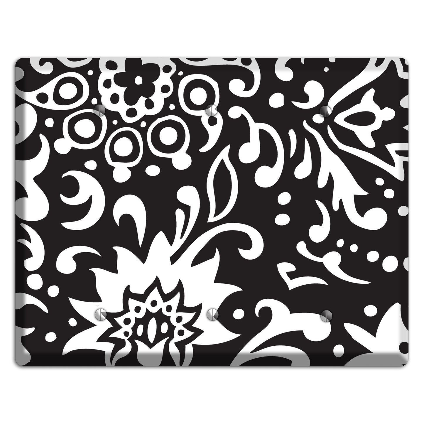 Black with White Boteh 3 Blank Wallplate