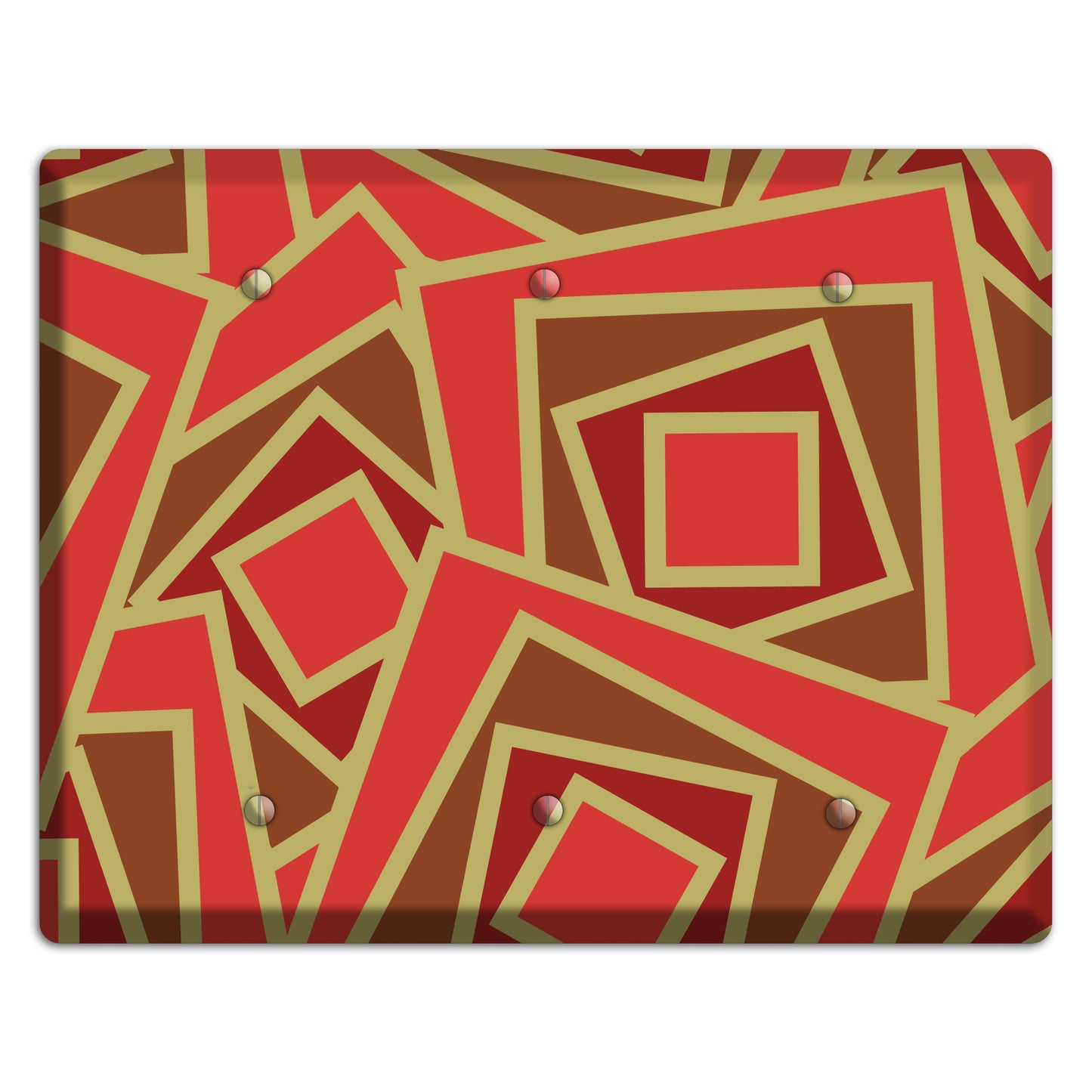 Red and Brown Retro Cubist 3 Blank Wallplate