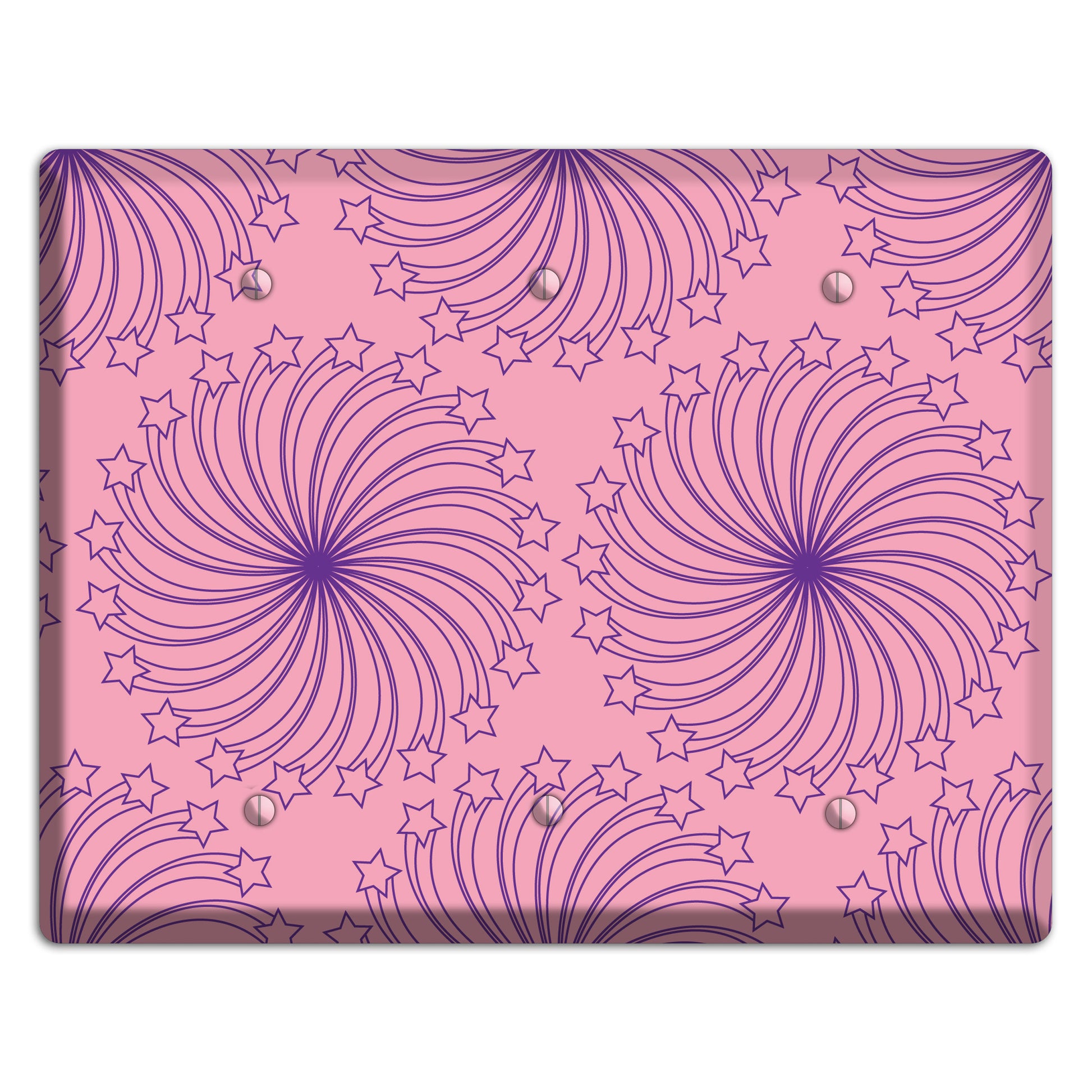 Pink with Purple Star Swirl 3 Blank Wallplate