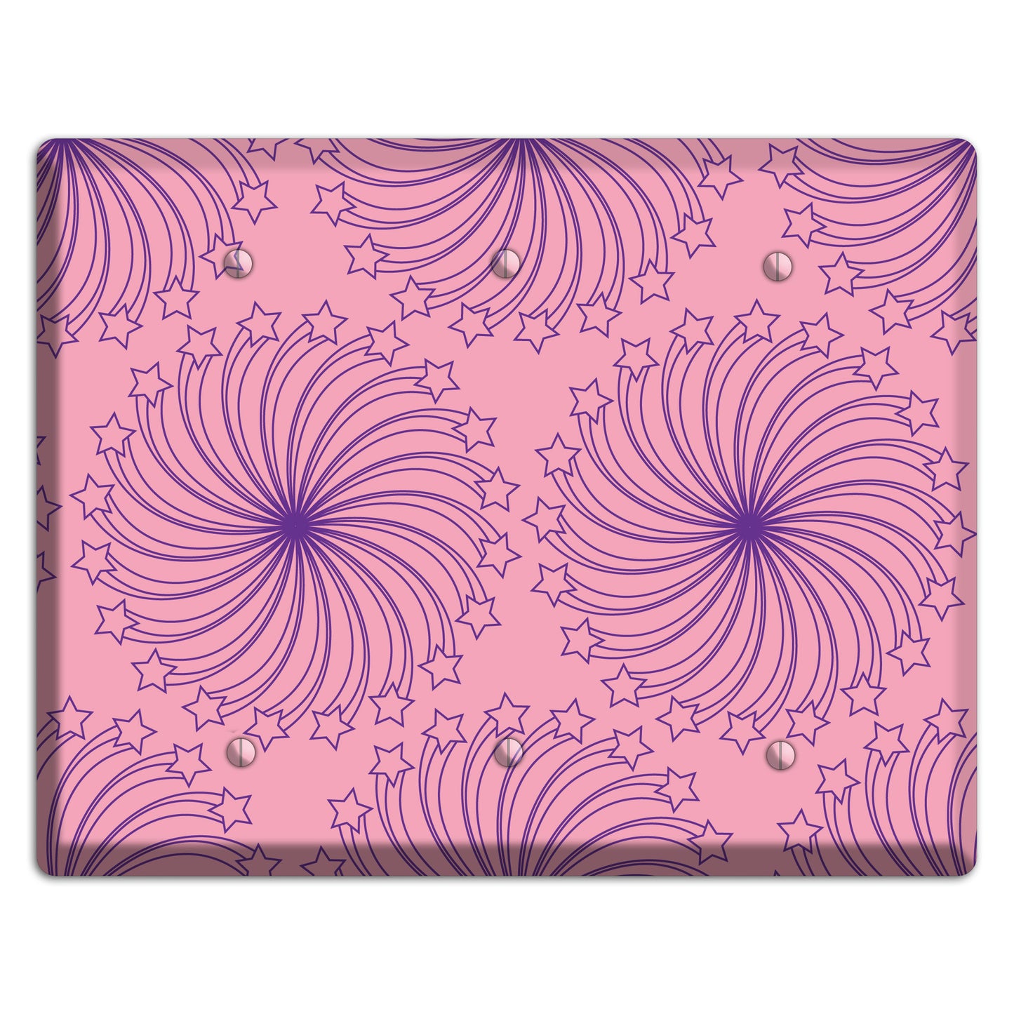 Pink with Purple Star Swirl 3 Blank Wallplate