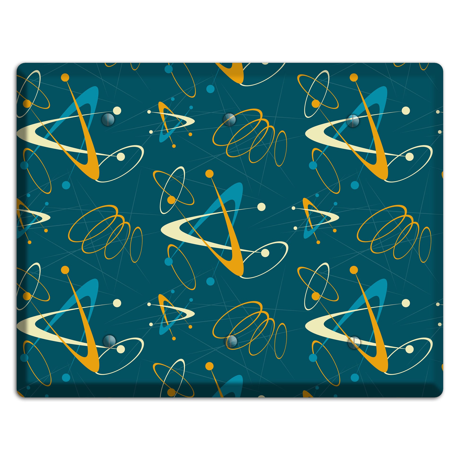 Mustard and Blue Atomic 3 Blank Wallplate