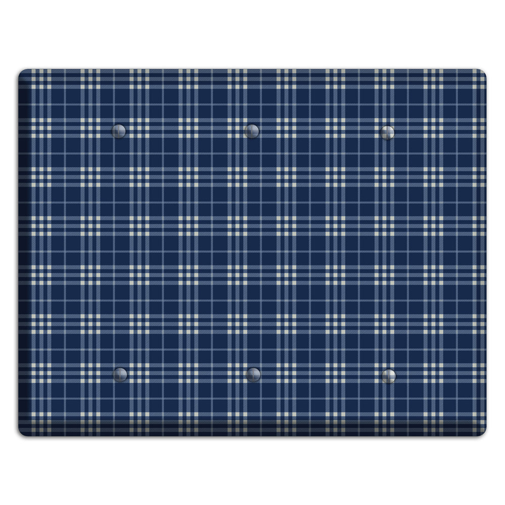 Blue and White Plaid 3 Blank Wallplate