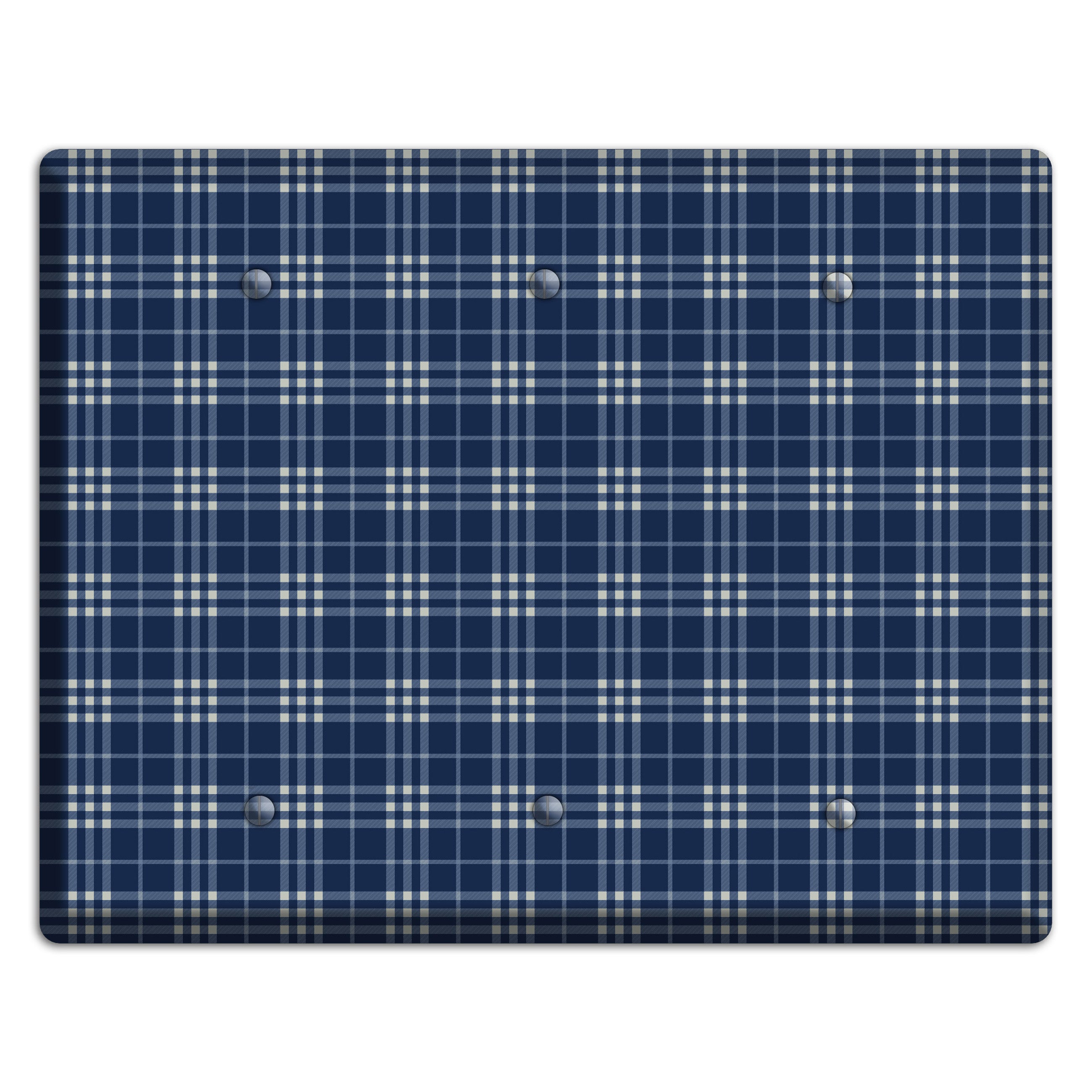 Blue and White Plaid 3 Blank Wallplate