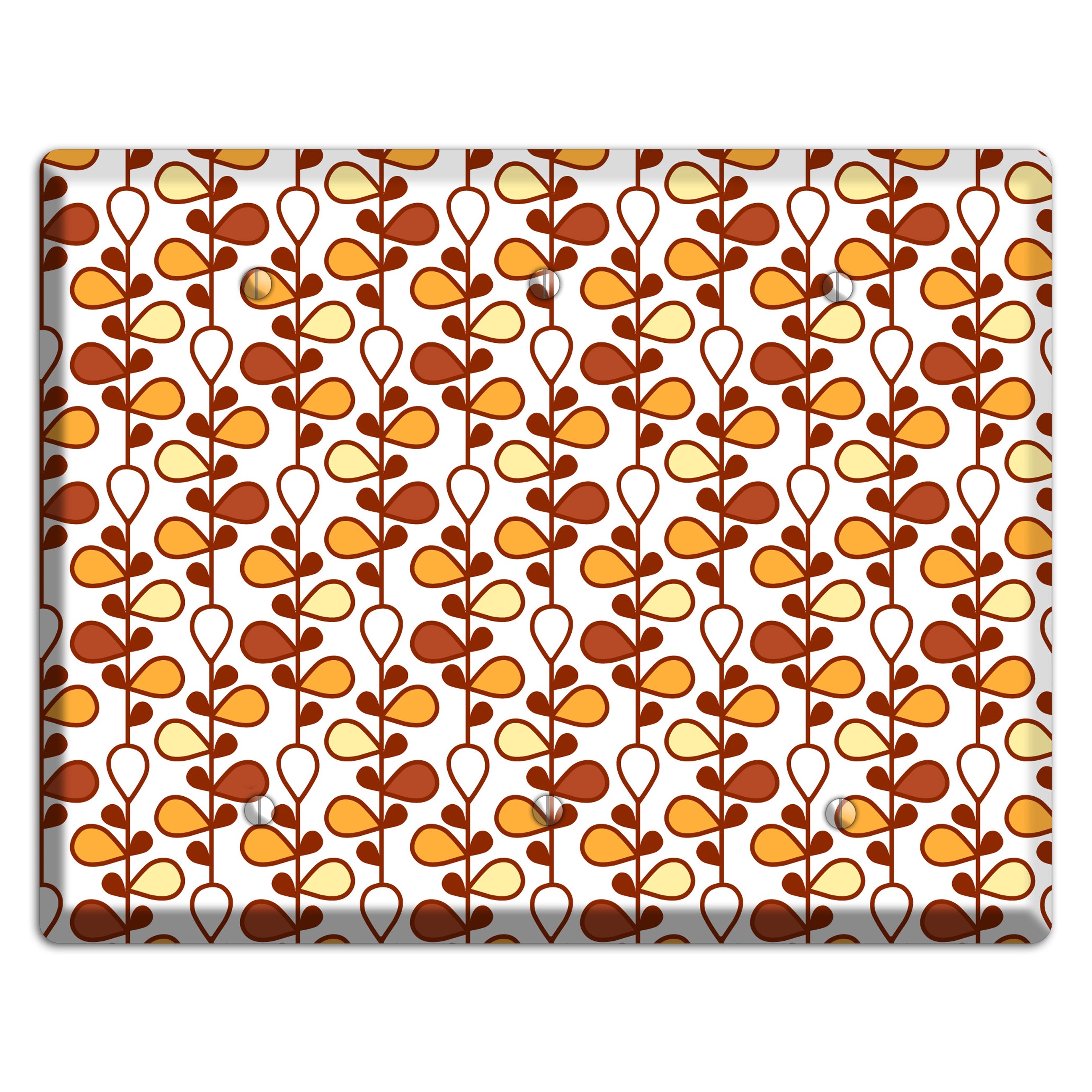 White with Red and Orange Drop and Vine 3 Blank Wallplate